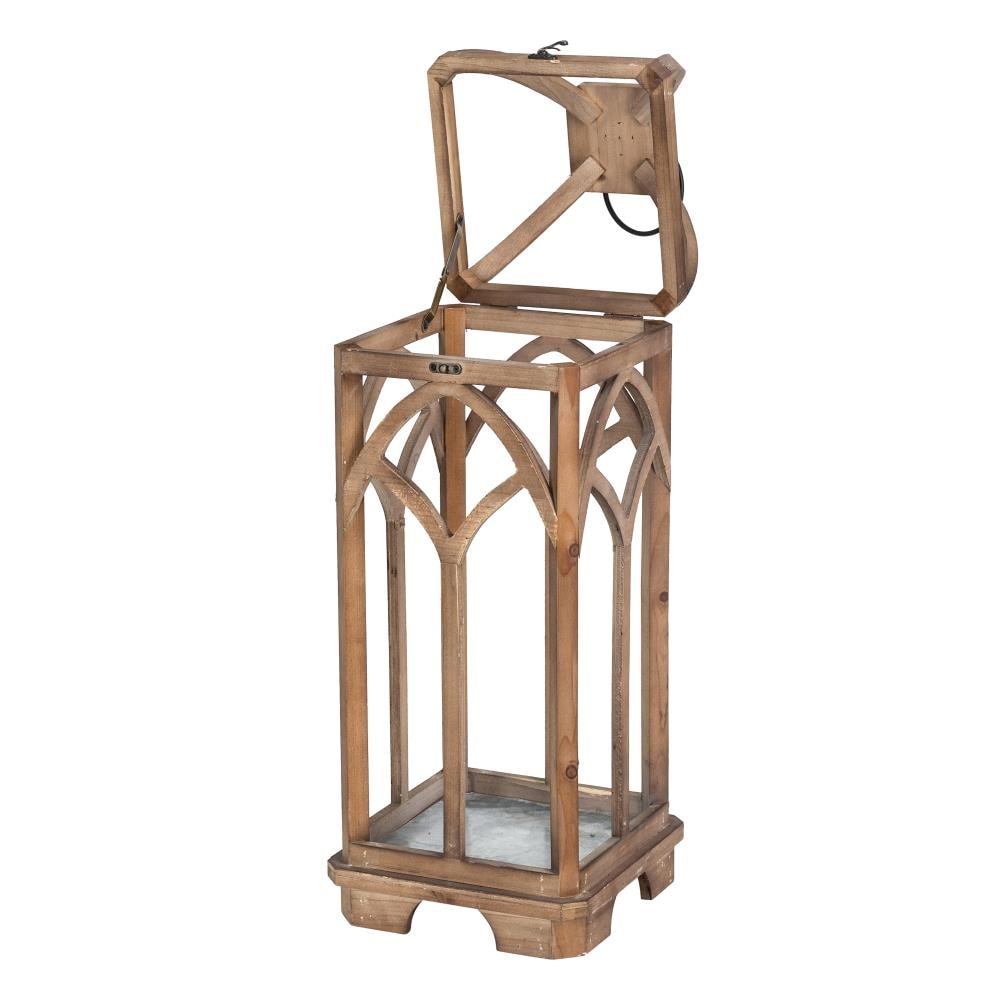 Glitzhome Set of 2 White Farmhouse Wooden Church Window Lanterns, Rustic  Style, Indoor Use, Fits Pillar/Tea-Light/LED Candles, 27.17-in and 19.88-in  H in the Candle Holders department at