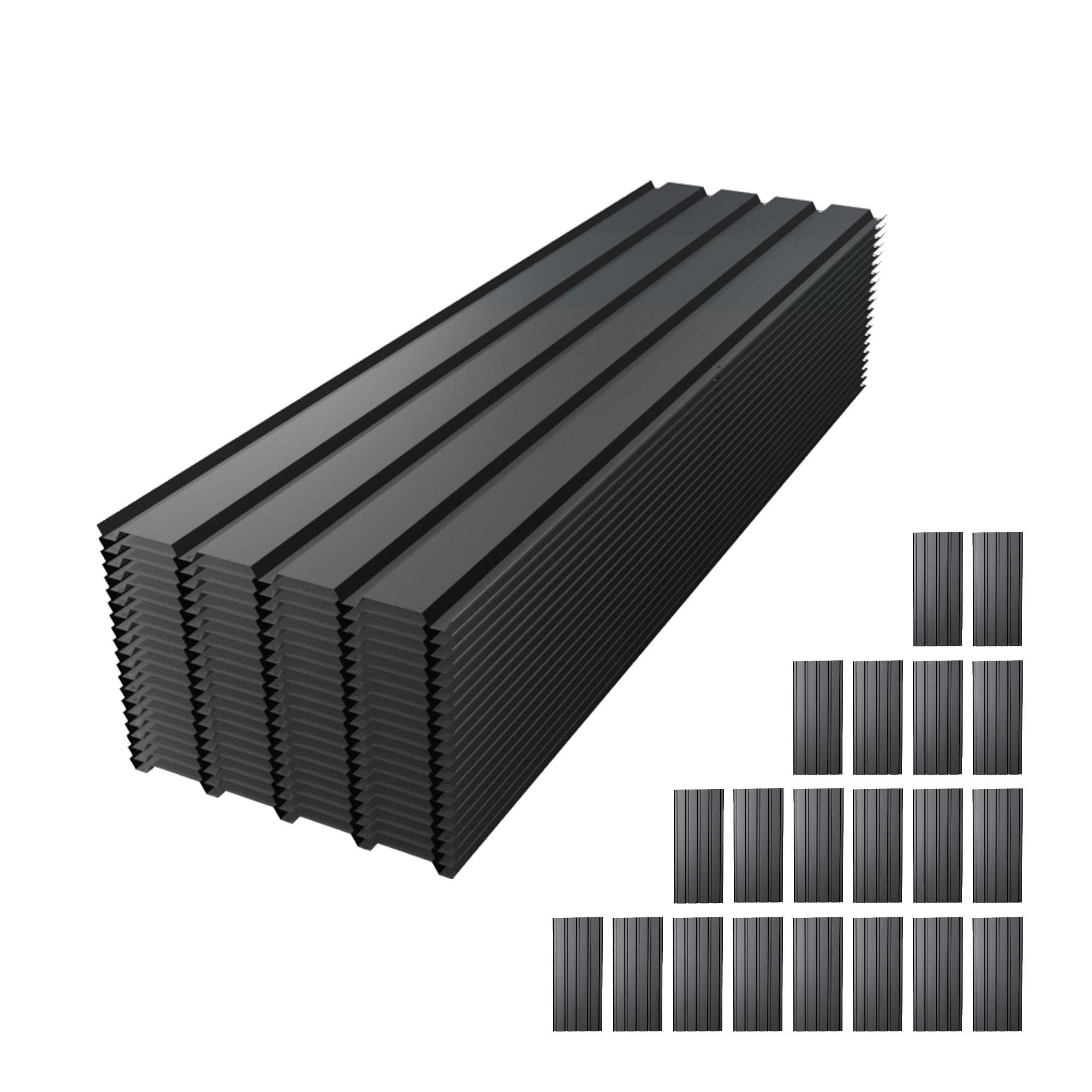 Blisstyle Metal Roof Panels 18-ft x 61.02-ft Corrugated Gray Galvanized steel Roof Panel 20 -Pack
