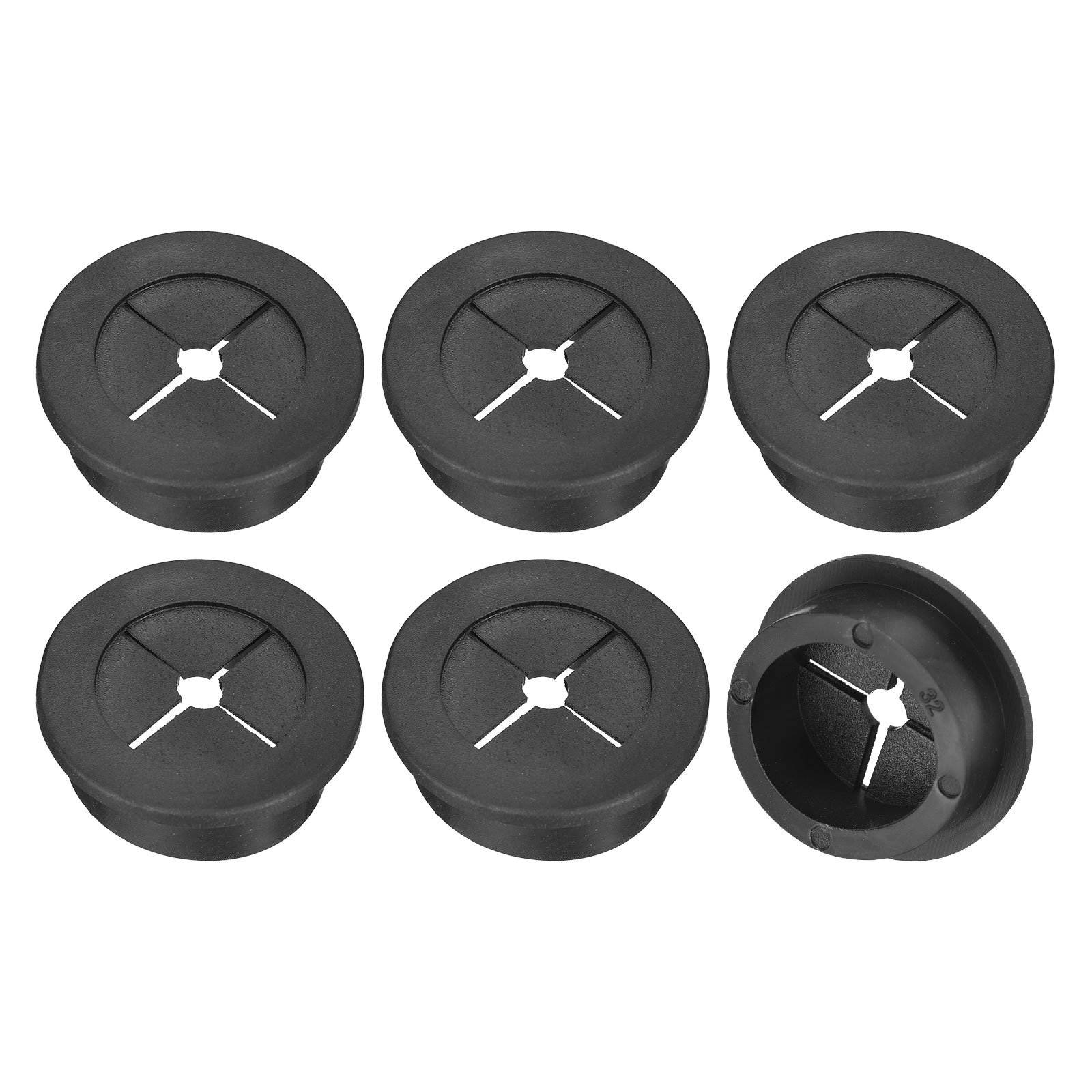 Unique Bargains 6pcs Cable Cord Grommet 1-1/4 Inch (32mm) Desk Grommet Flexible Rubber Grommets Wire Hole Cover Pass Through for Office Computer Desk Wire Organizer Black #S25092300UX2367