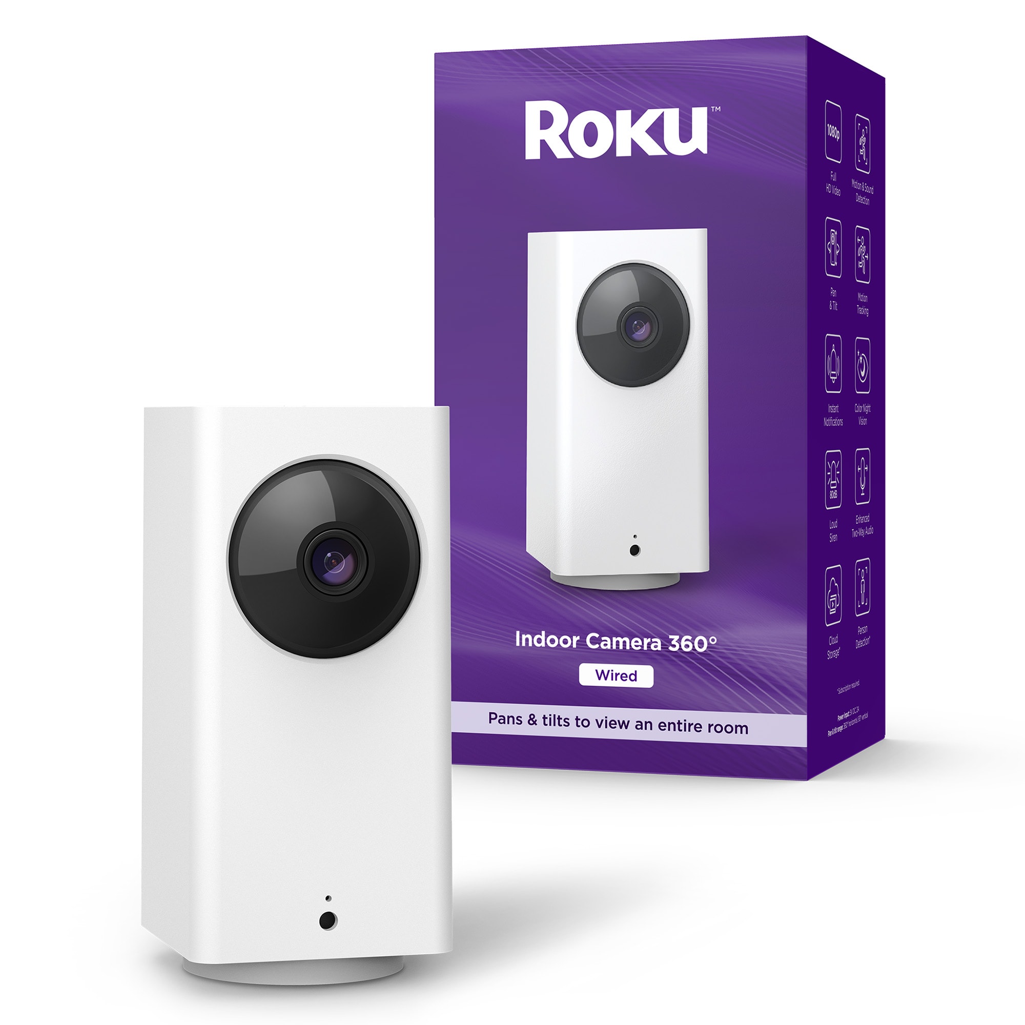 Roku CP10005 Smart Home Camera 360 Indoor 1 -Channel 1 -Camera 1080p Plug-in Pan and tilt Micro SD (not included) Micro SD (Not Included) Security Camera System