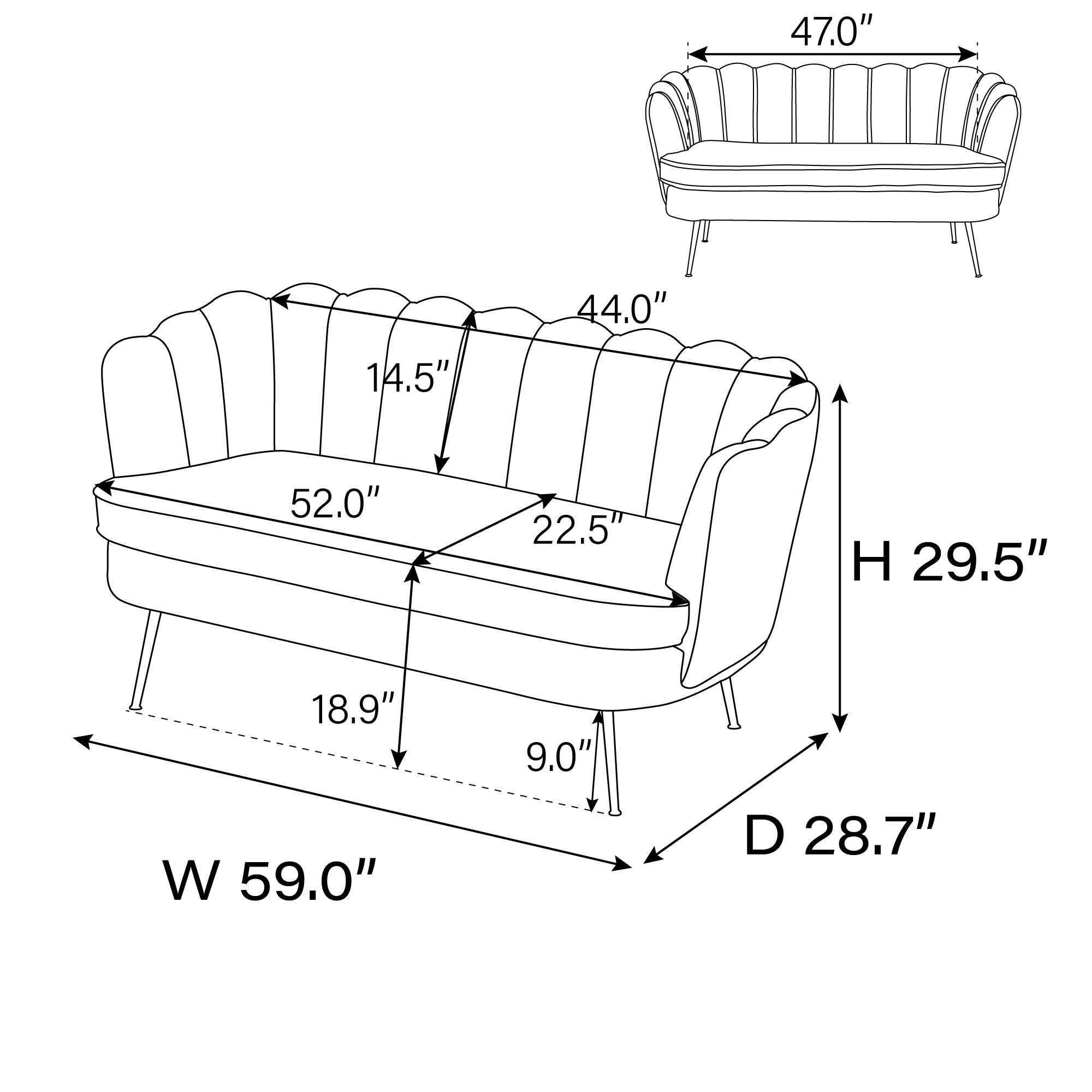 Hrinhom HC-W3010-BEIGE Sofas-Loveseats - View #10