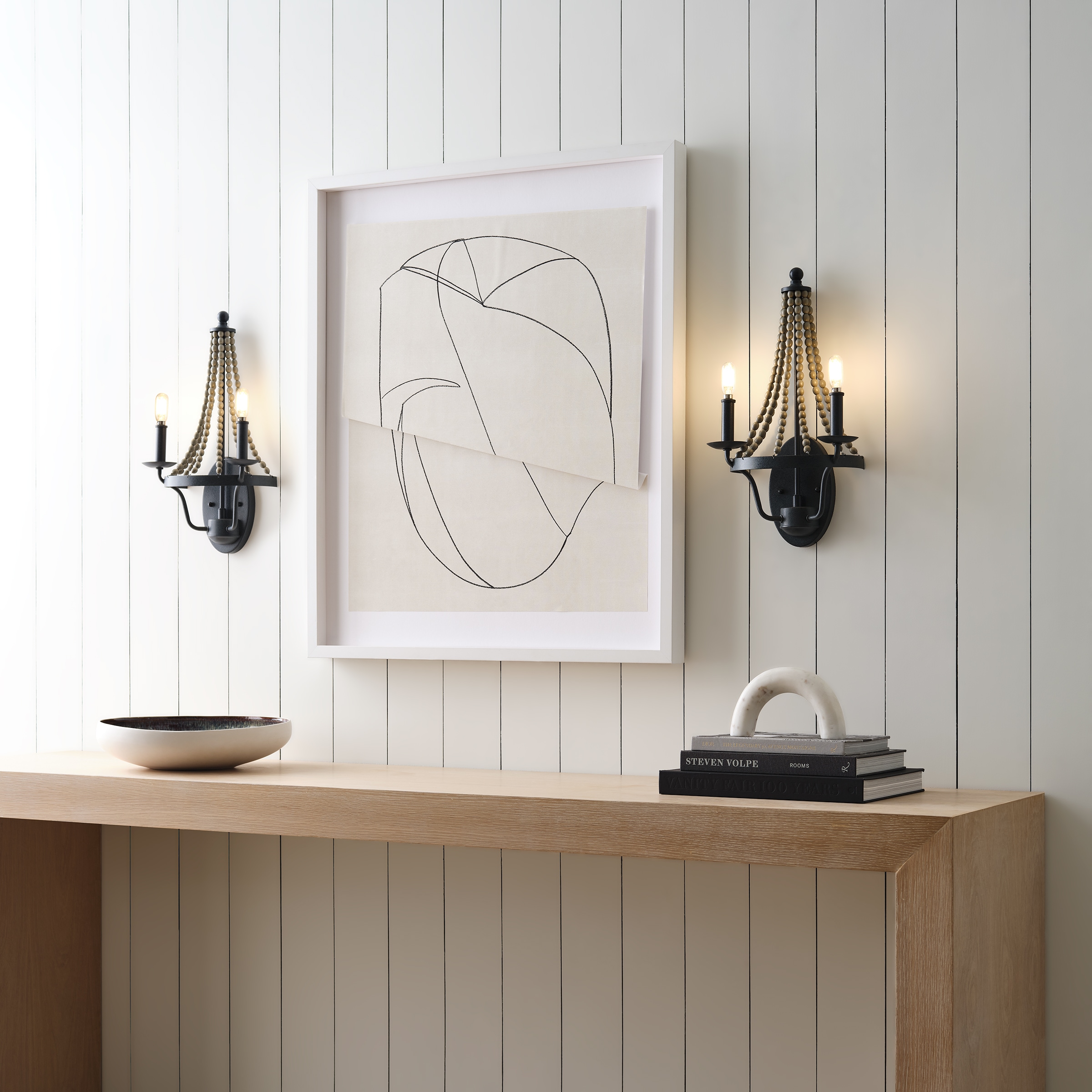 Sean Lavin Nori 2-Light Sconce in Dark Weathered Zinc & Driftwood Grey
