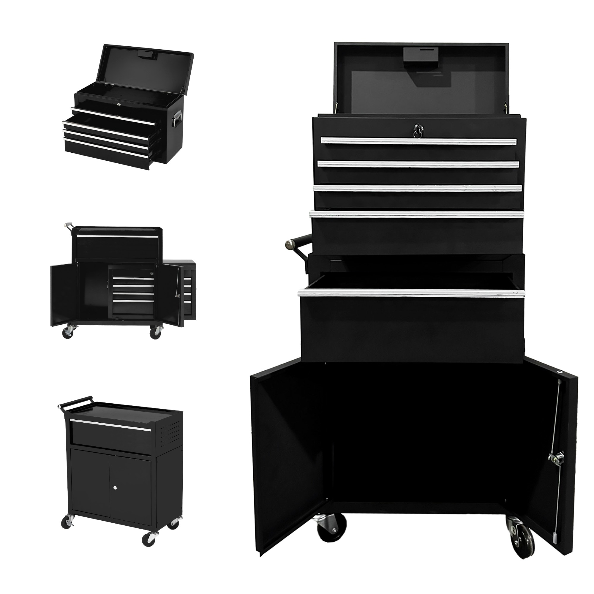 GarveeLife Heavy Duty 5 Drawer Tool Chest Rolling Tool Box Cabinet on Wheels 2in1 Detachable Metal Tool Storage Organizer for Garage and Workshop Locking Steel Tool Cart with Portable Top Tool Box #BKC-YHI8ZXLUVY