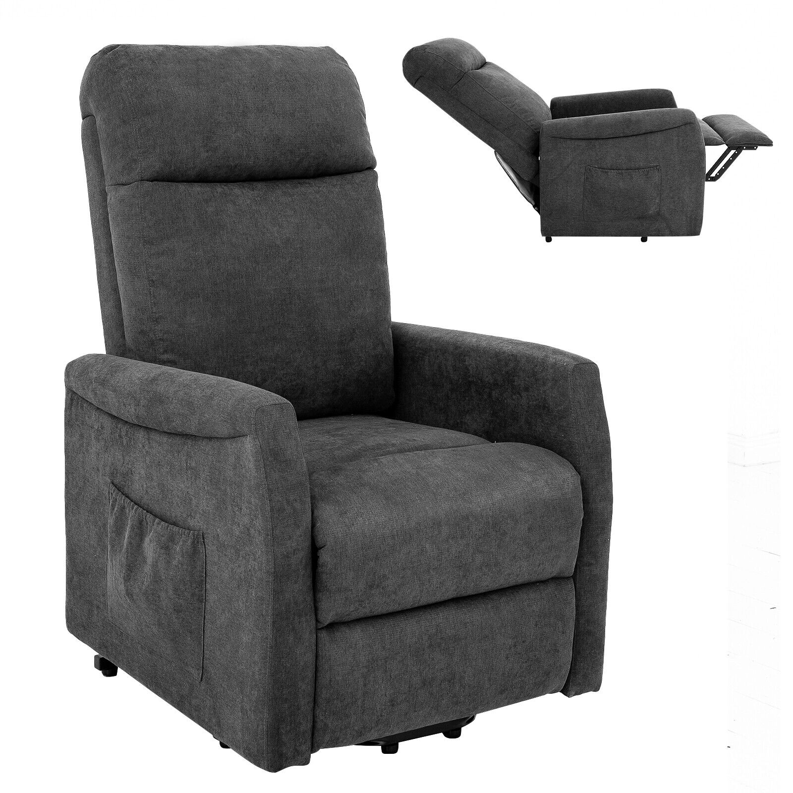 Slickblue 1 Piece Gray Power Lift Recliner Chair with Adjustable Backrest for Living Room Bedroom or Senior Care