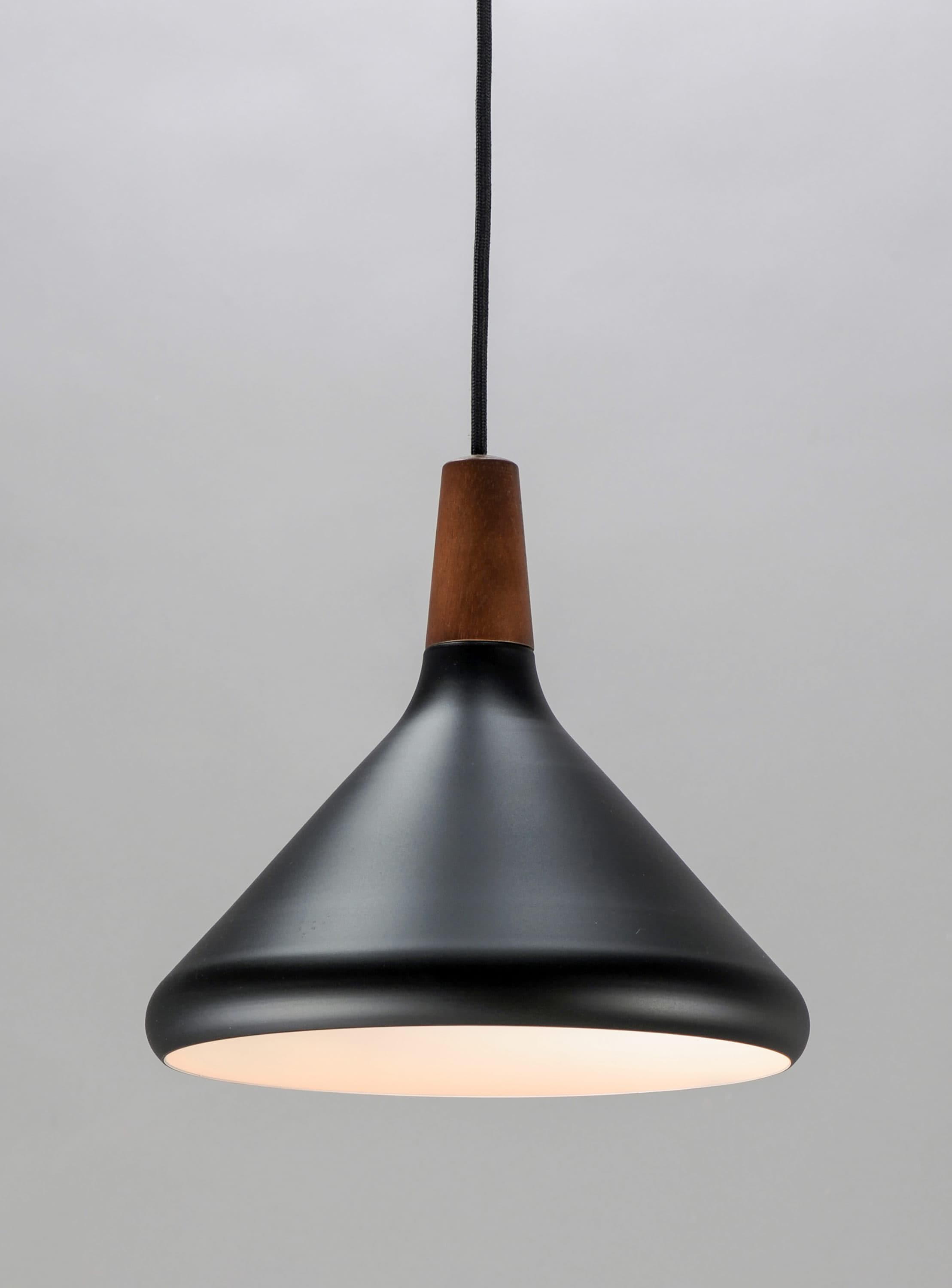Nordic 7-Inch Walnut and Black Aluminum Pendant Light