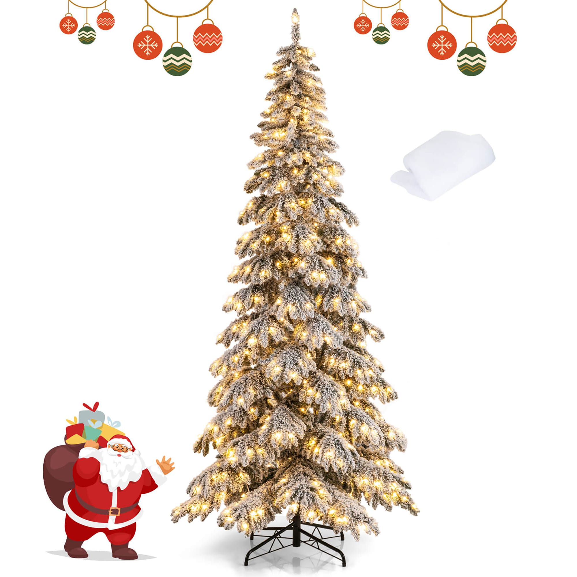 Costway 9-ft Alaskan pine White Artificial Christmas Tree with White LED Lights
