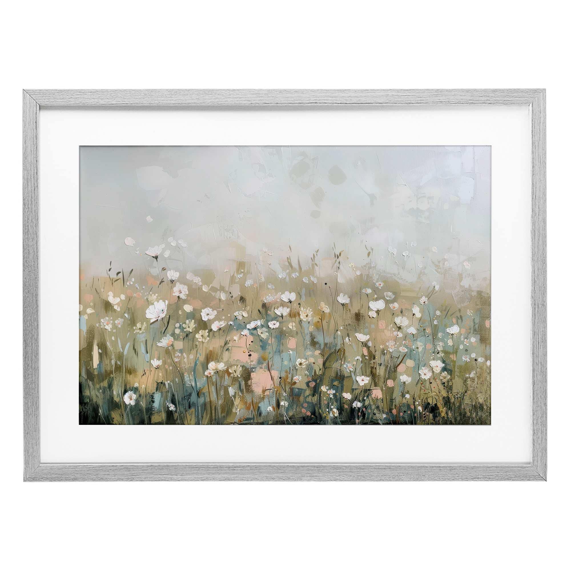 Stupell Industries Pastel Meadow Wildflowers Gray Framed Print Under Glass 20 x 14
