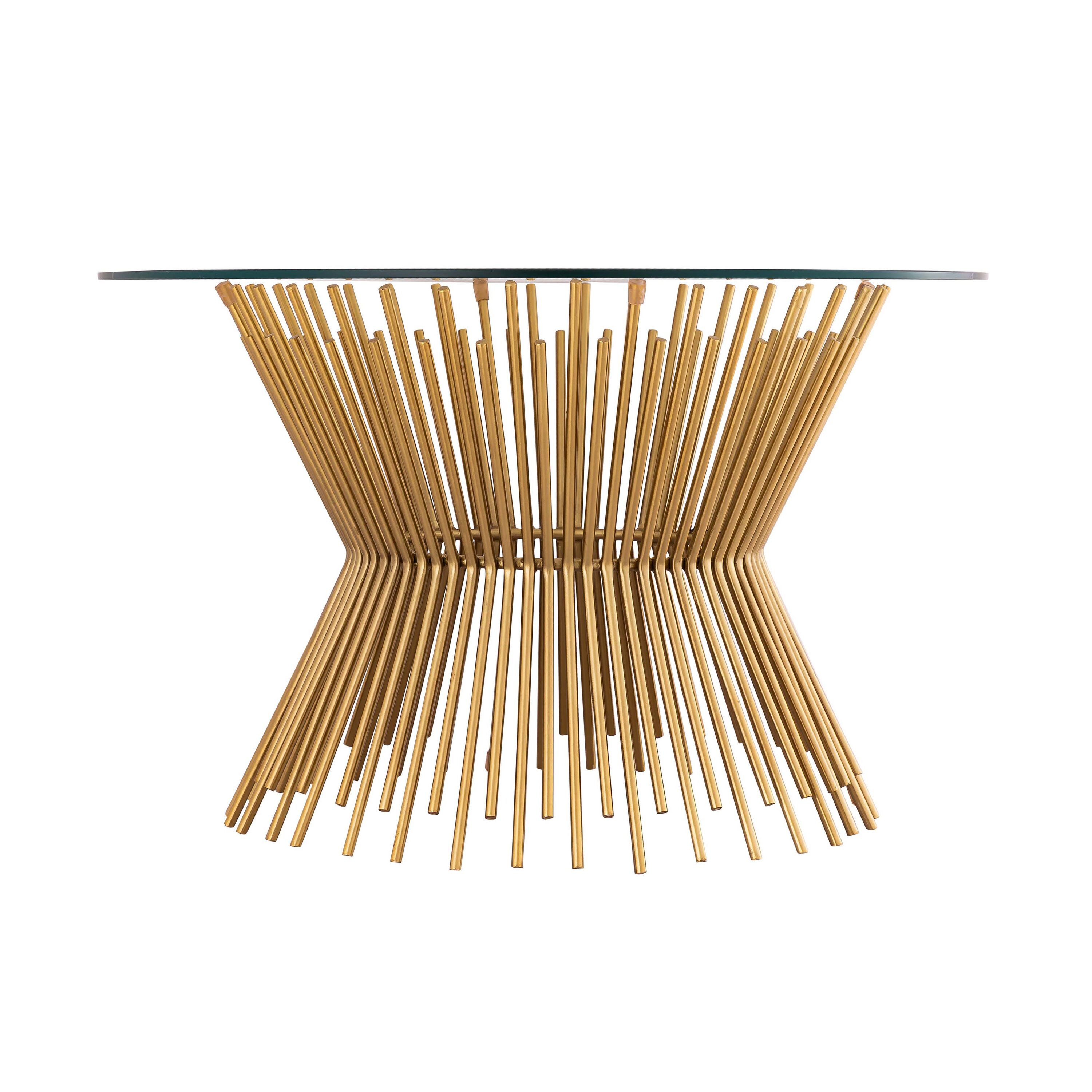 Grace Round Gold Iron and Glass Coffee Table