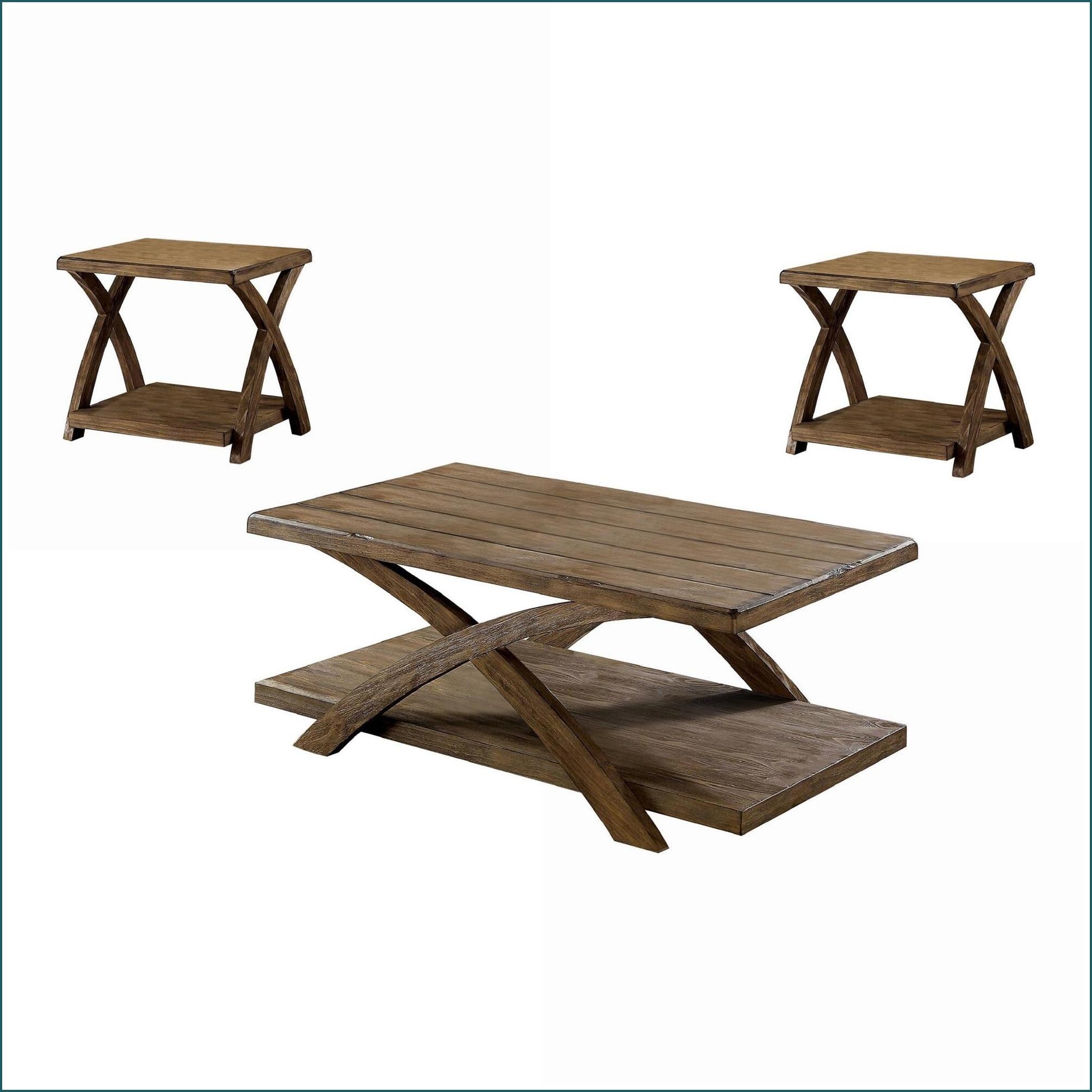 Watnature Transitional Living Room Coffee Table Set with 2 End Tables ...