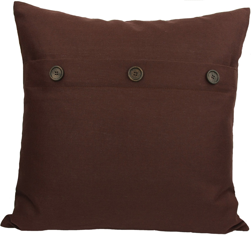 MANOR LUXE ML130042020CHOCOLATE Buttons 20-in x 20-in Chocolate Indoor Decorative Pillow