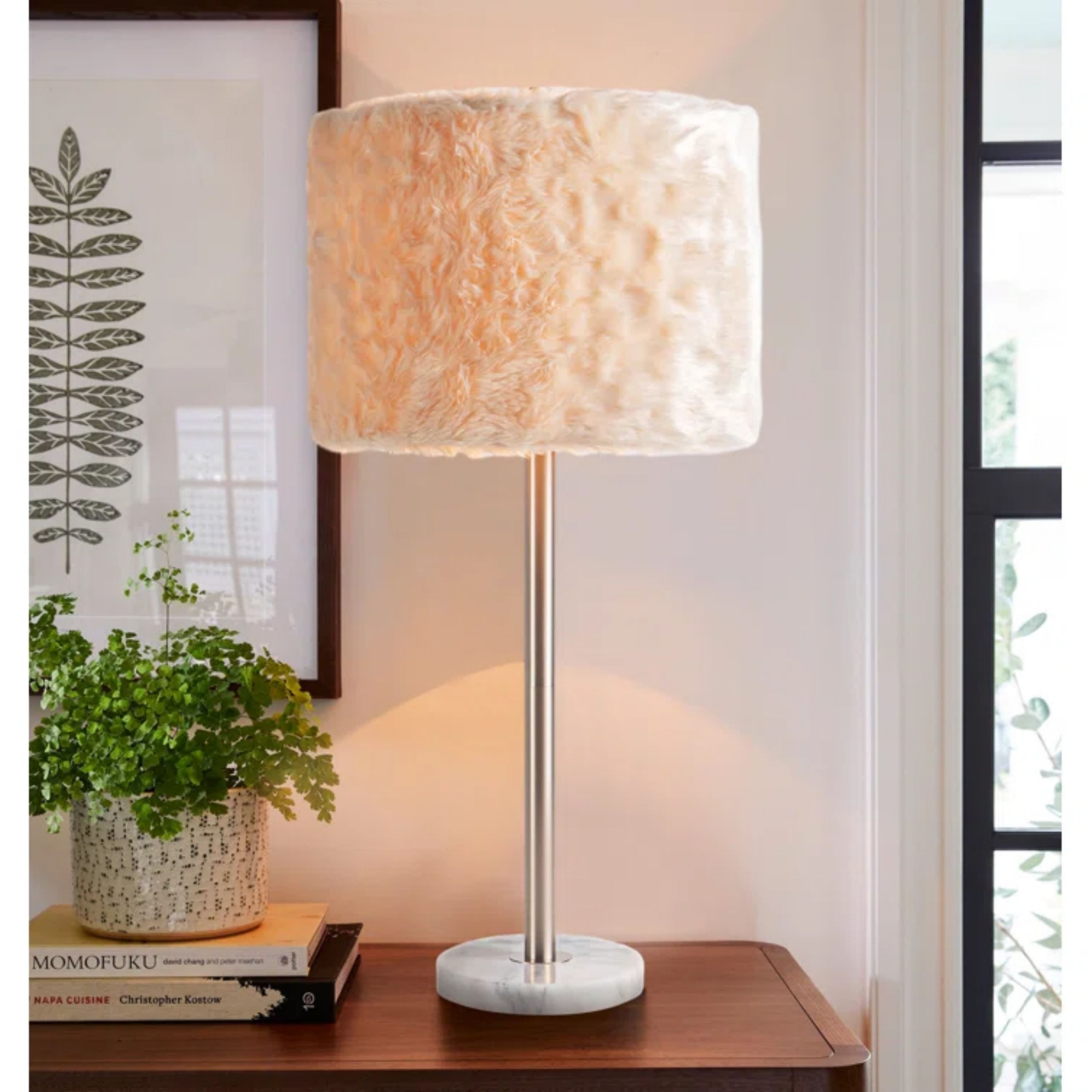 LTMATE LSMP1004T JAZAVA 27-in Sliver LED On/Off switch Table Lamp with Faux Leather Shade