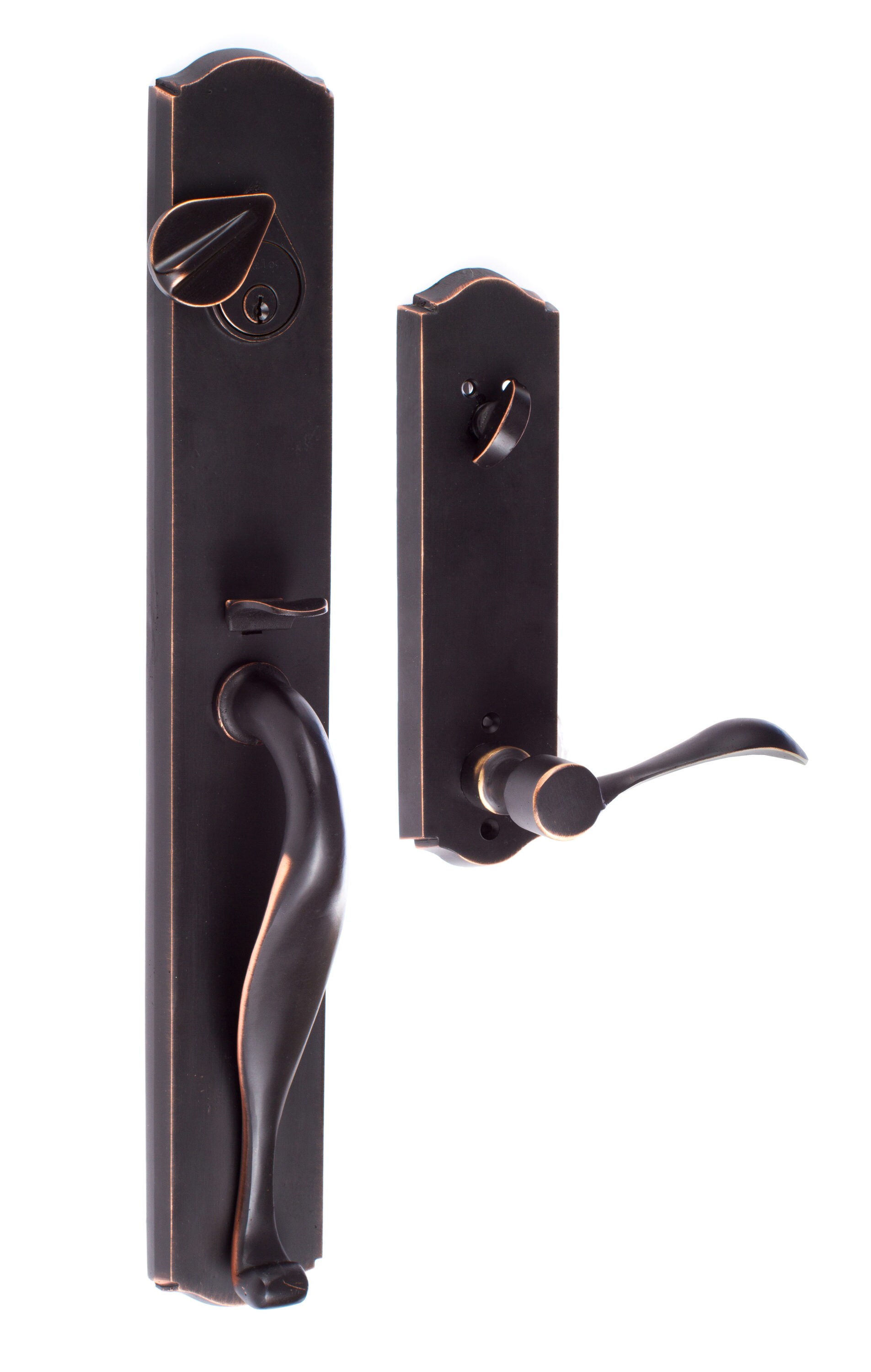Sure-Loc Hardware Ridgecrest Mountain Wasatch Vintage Bronze Single-Cylinder Keyed Entry Door Handleset with Arch Lever