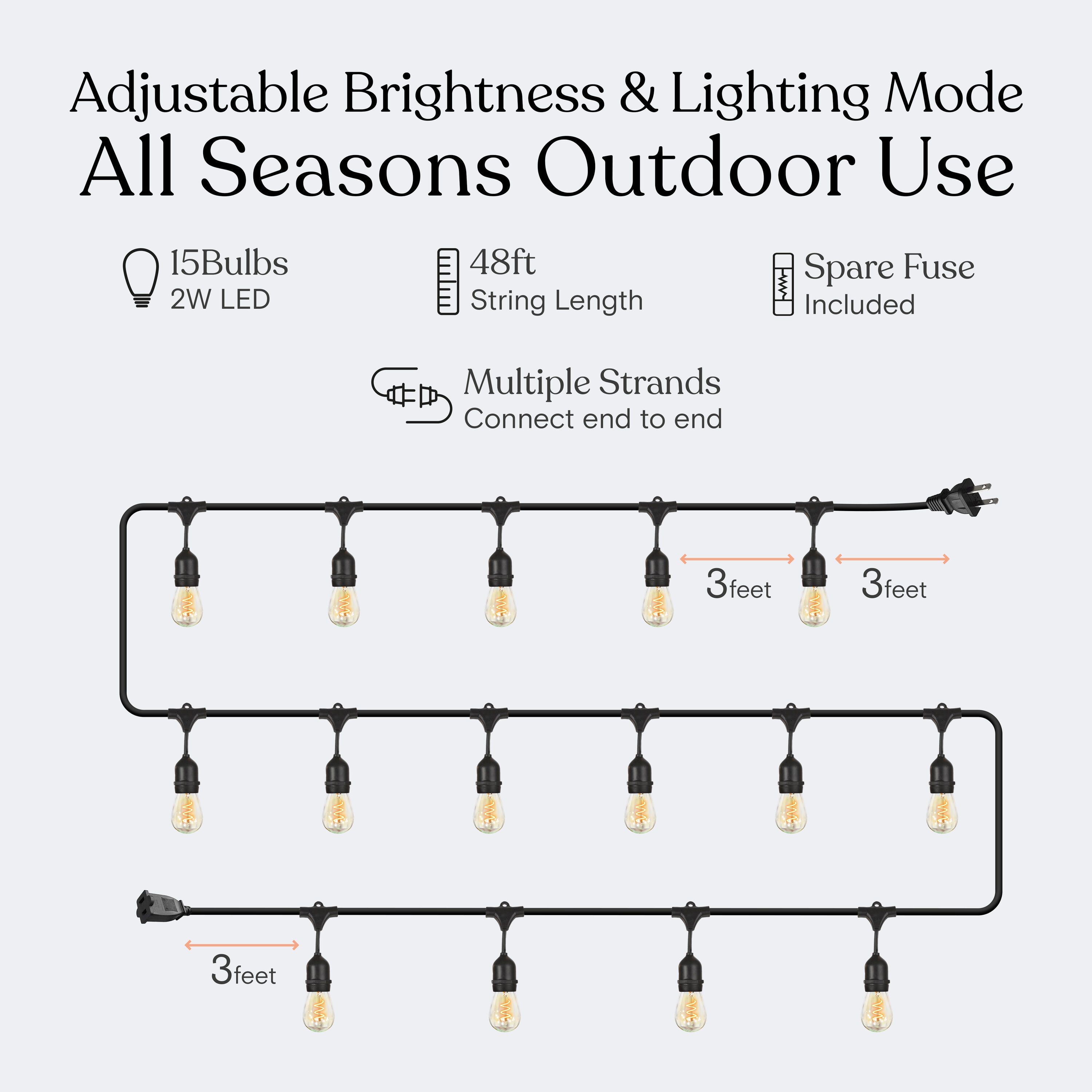 Brightech SPRL-PLG48-TST Patio-String-Lights - View #3