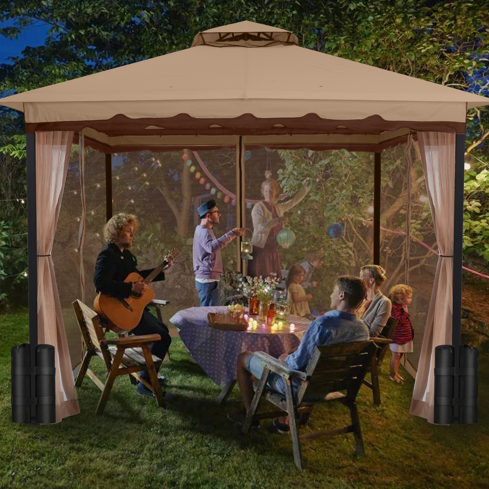 StarEcho ZP02-KHAKI Wood-Resin-Gazebos - View #6