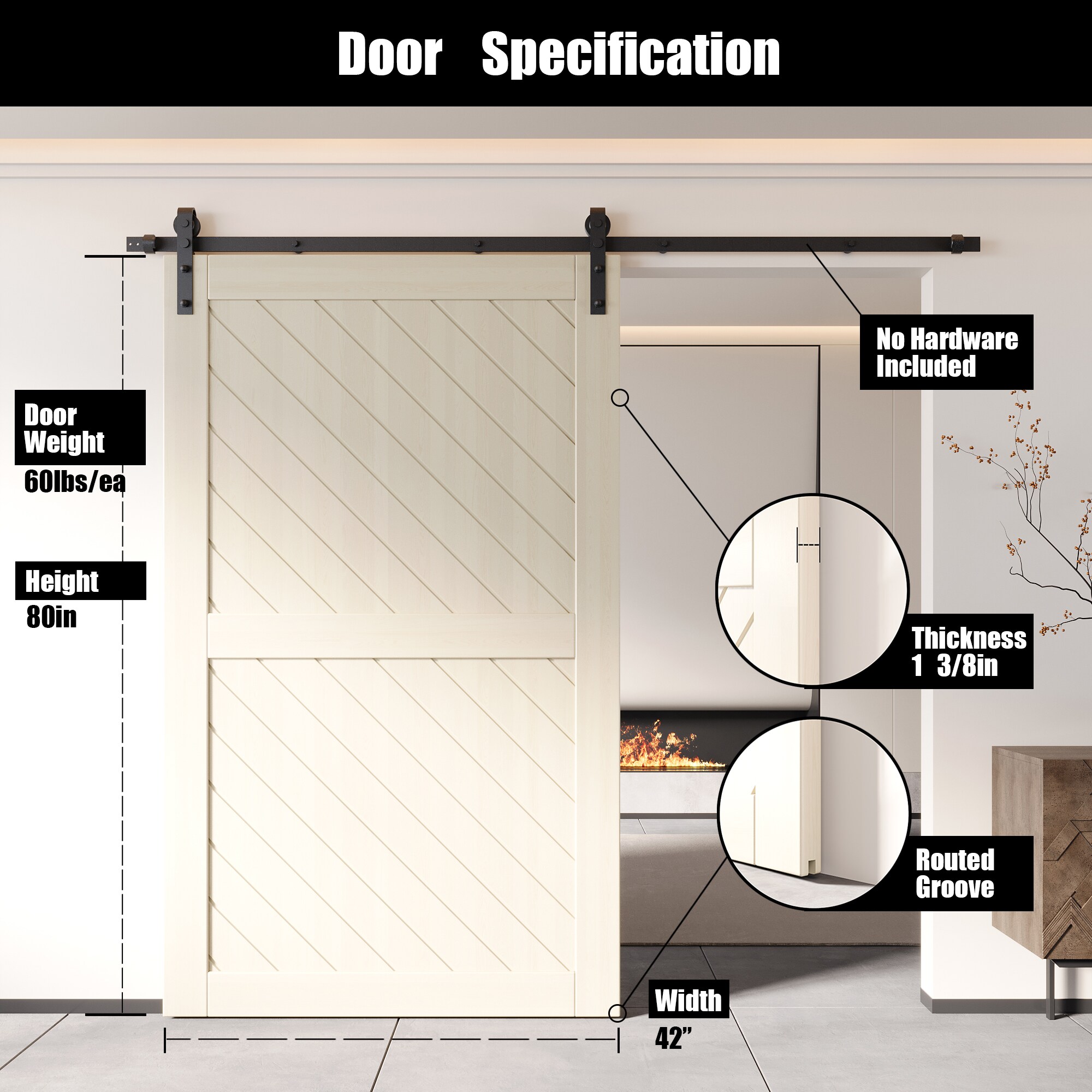 HOMACER XT2-4280-TG Barn-Doors - View #2