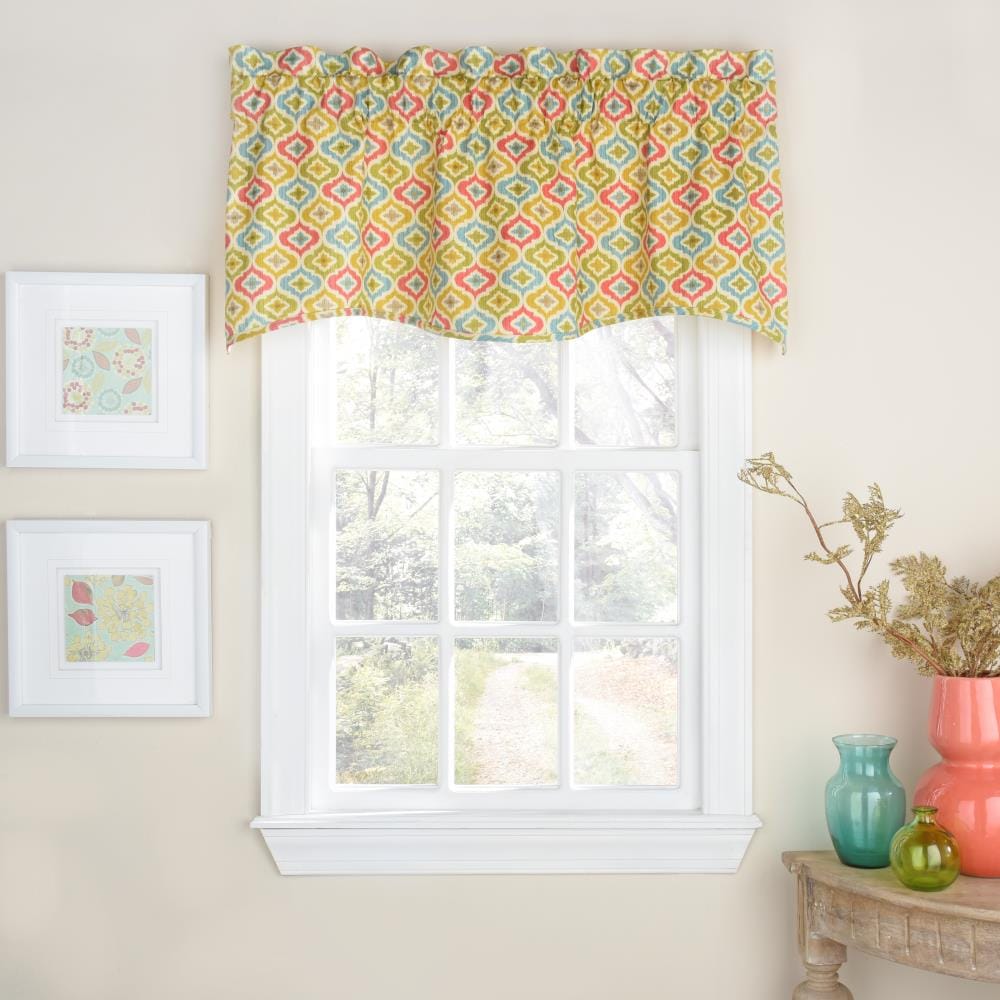 Waverly Lunar Lattice 18-in Golden Cotton Rod Pocket Valance at Lowes.com