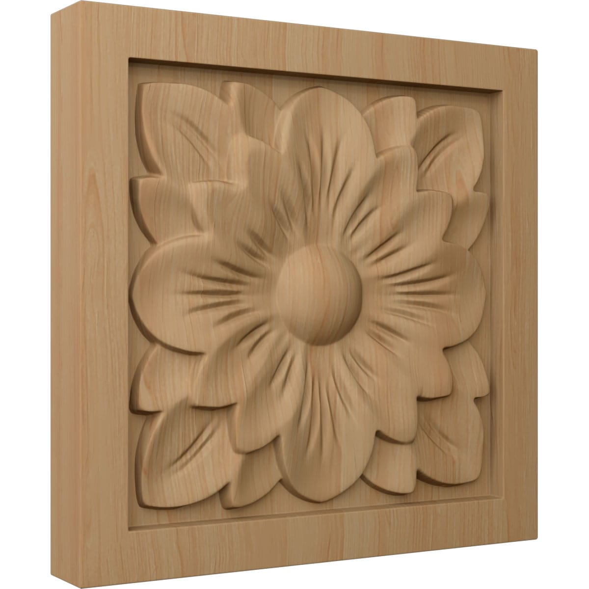Alder Unfinished Large Dogwood Flower Square Rosette