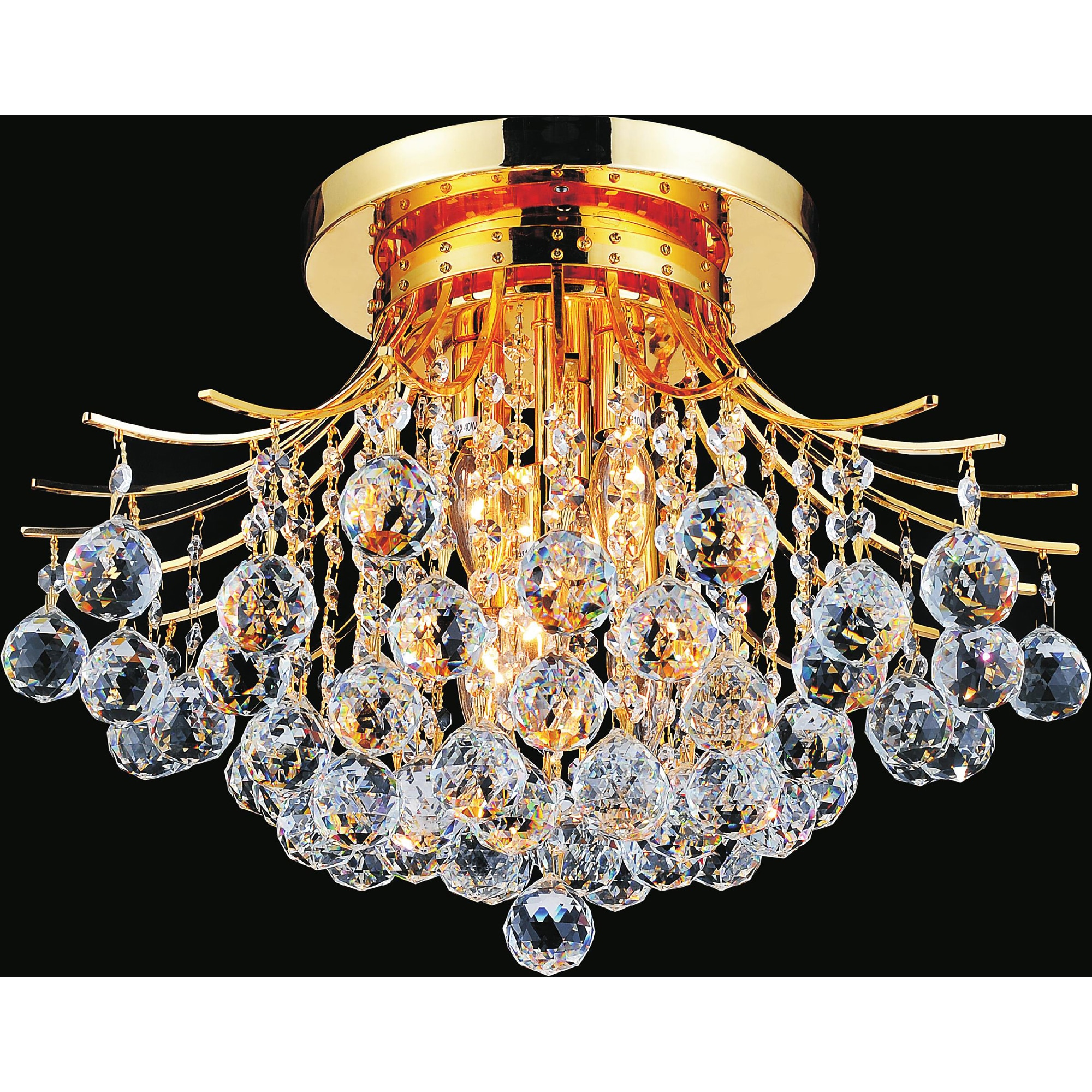 CWI Lighting 8012C20G Princess 6-Light 20-in Gold Flush Mount Light