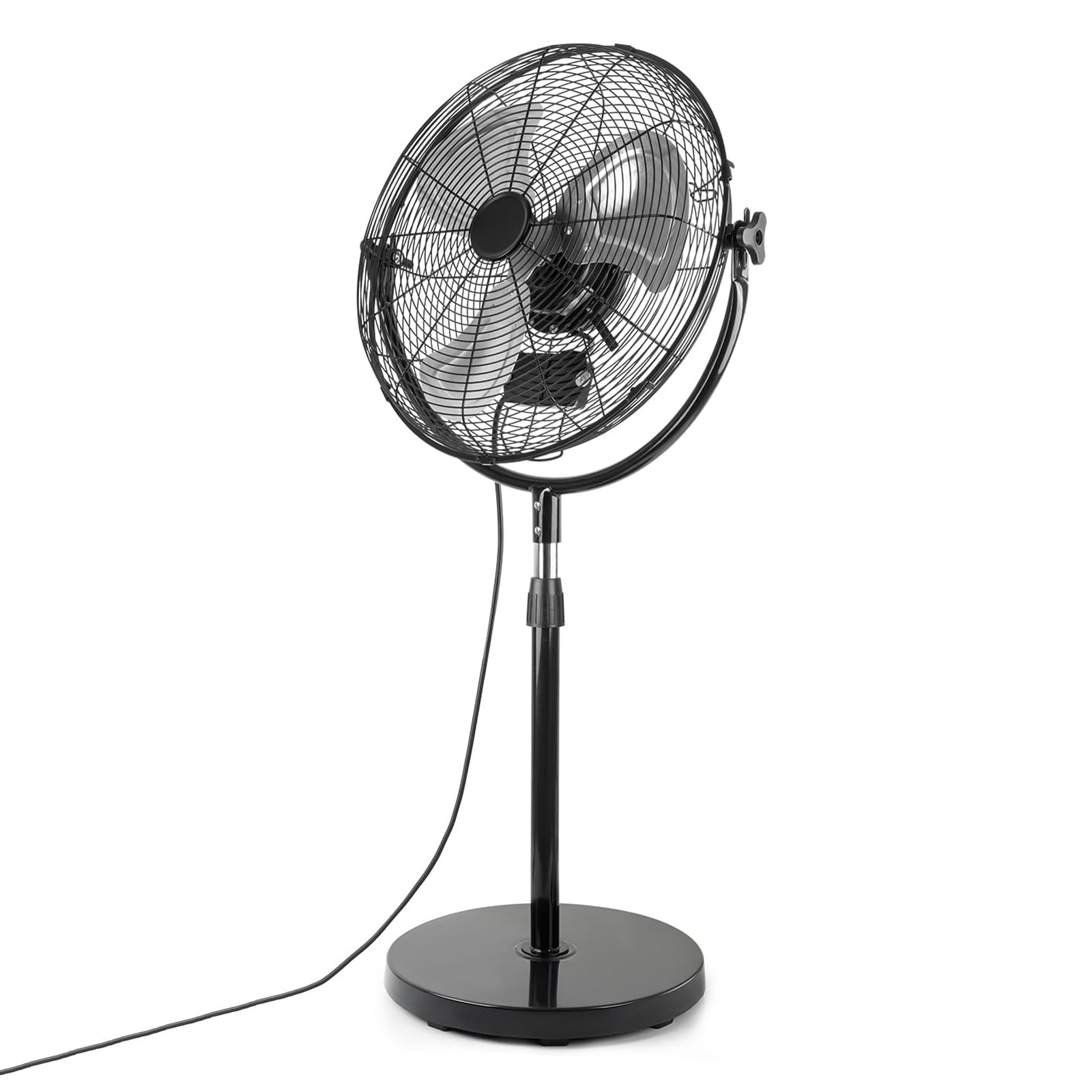 Etokfoks  18 in 3 Fan Speeds Pedestal Fan in Black with High Velocity Airflow Adjustable Height Oscillation and Tilt