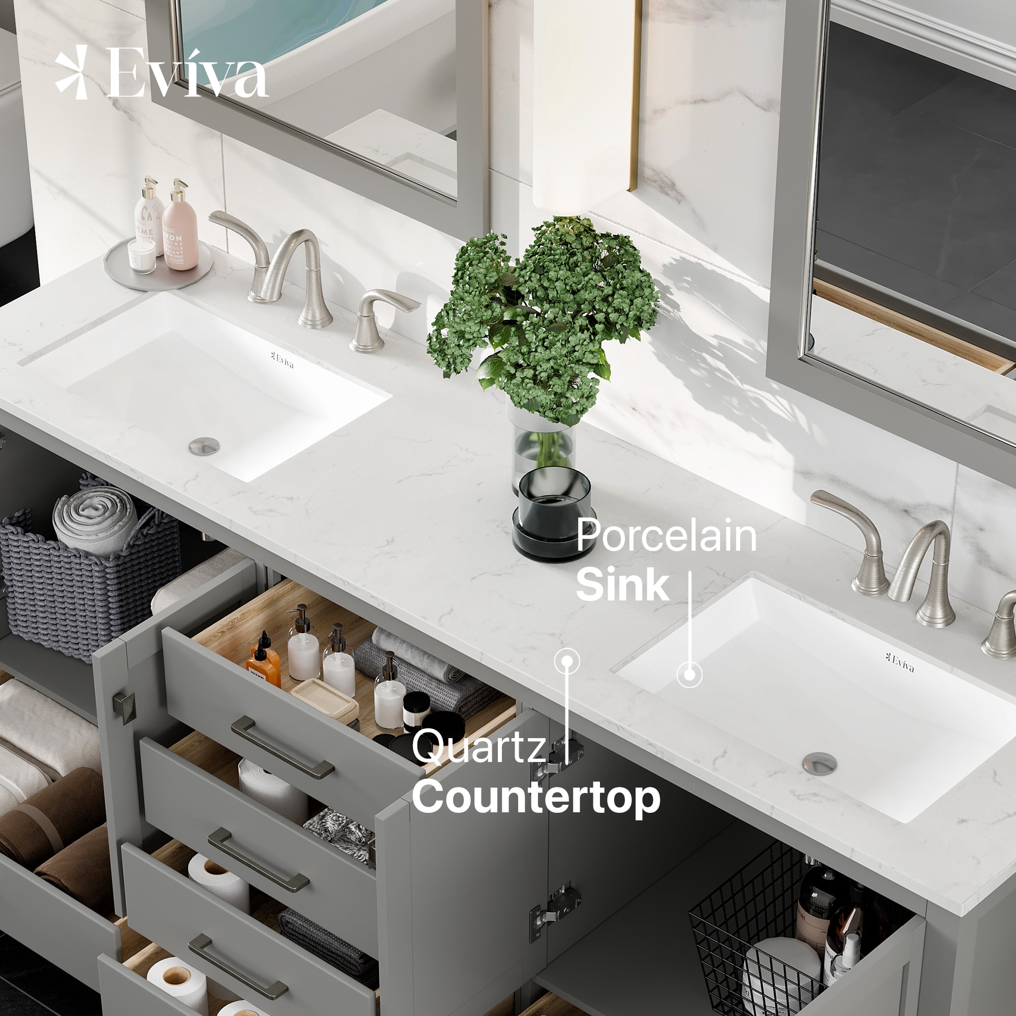 Eviva EVVN412-78GR-Q Bath-Vanity-Combo - View #4