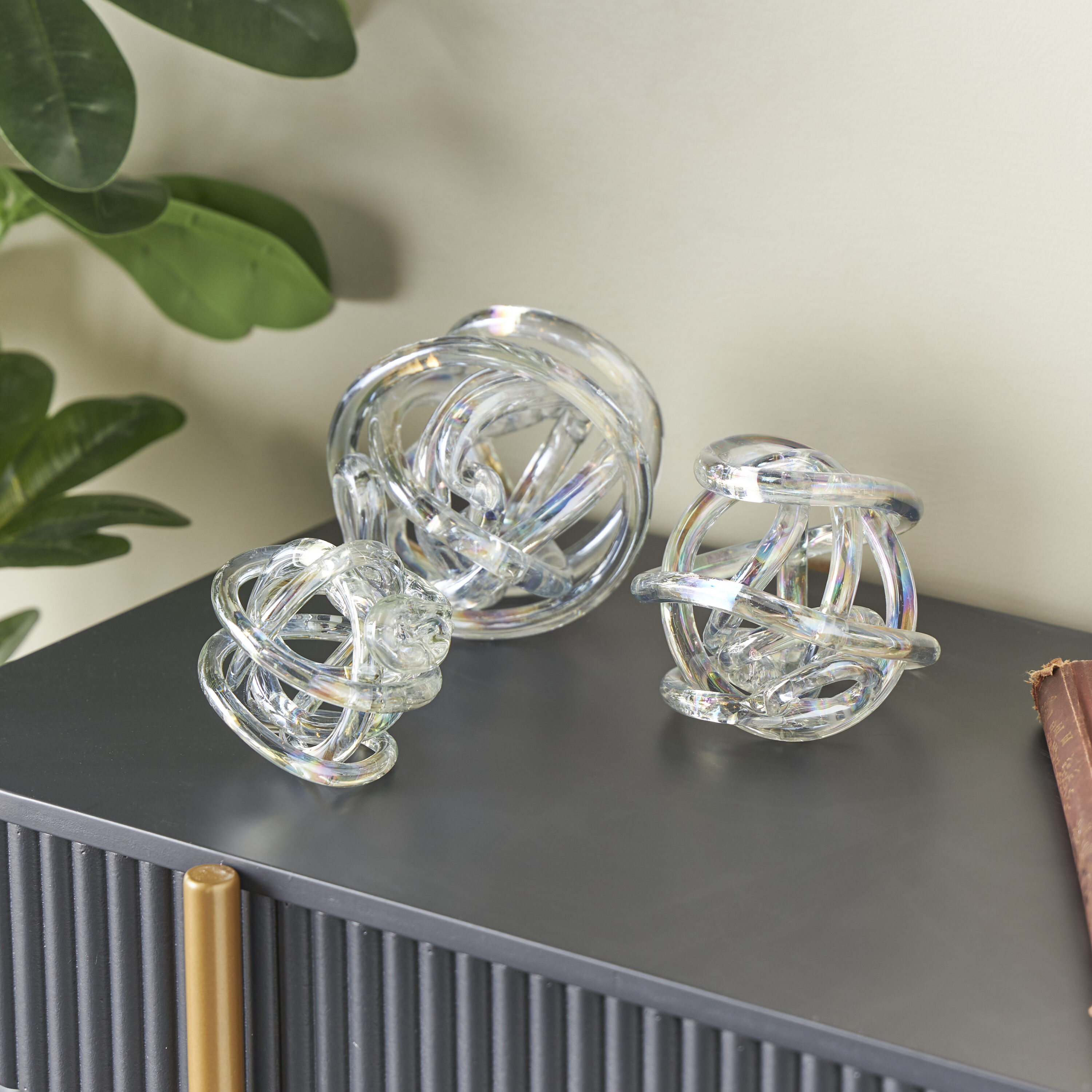 Grayson Lane 821329 3 -Pack Clear Glass Modern Sculpture