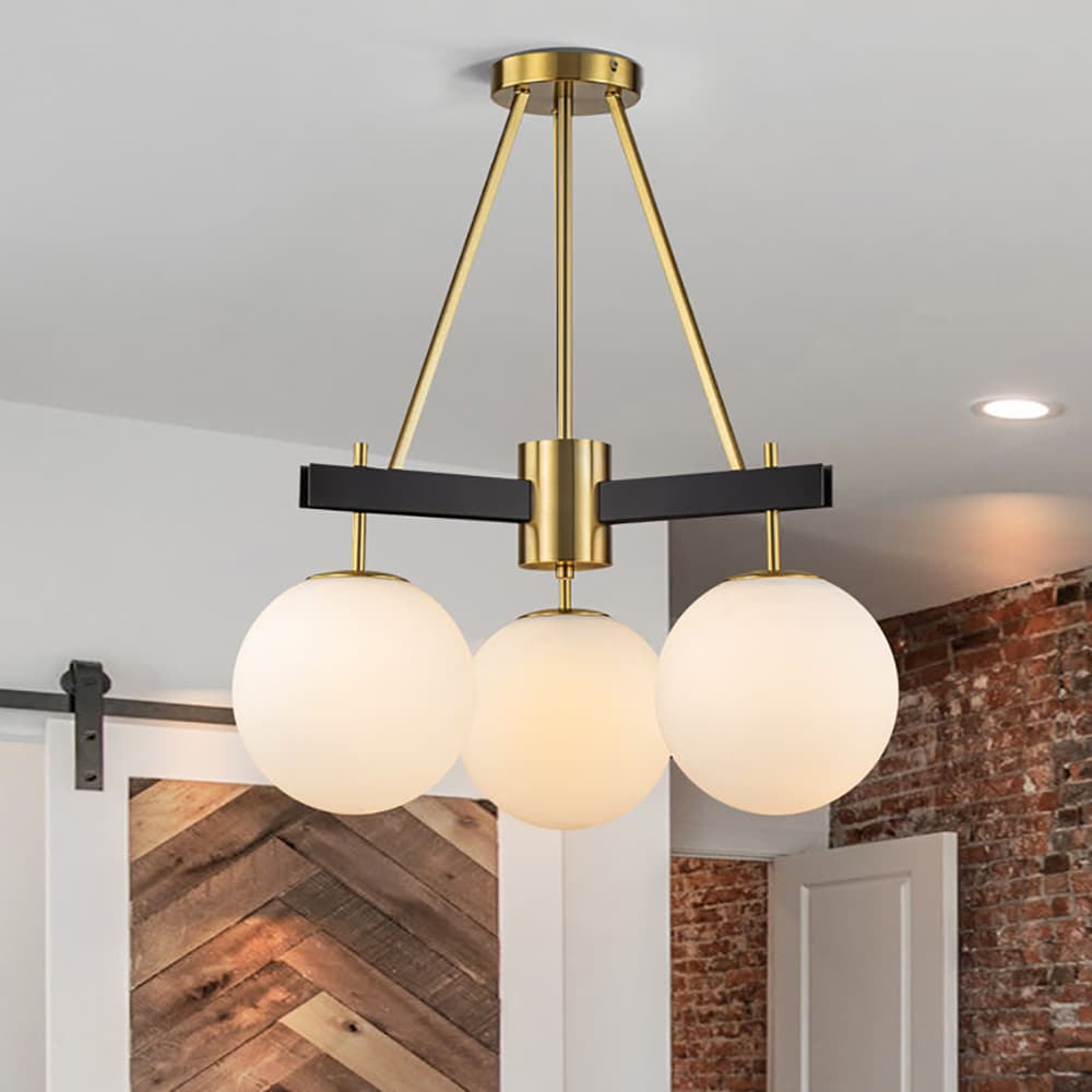 EDISLIVE Y81010000051578 3 -Light 20.5-in Gold Semi Flush Mount Light