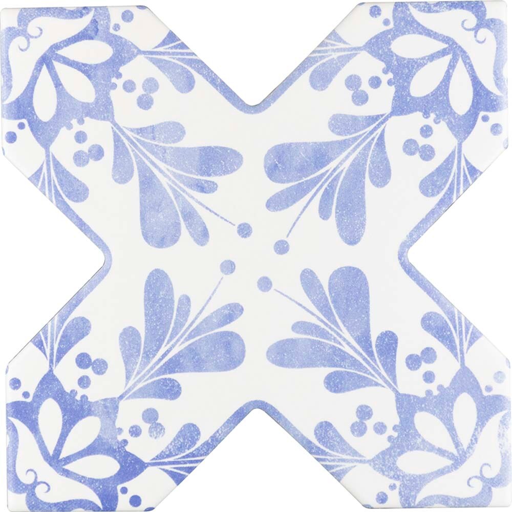 Apollo Tile Siena Cornflower Blue 6-in x 6-in Matte Ceramic Patterned Floor and Wall Tile (5.37-sq. ft/ Carton)