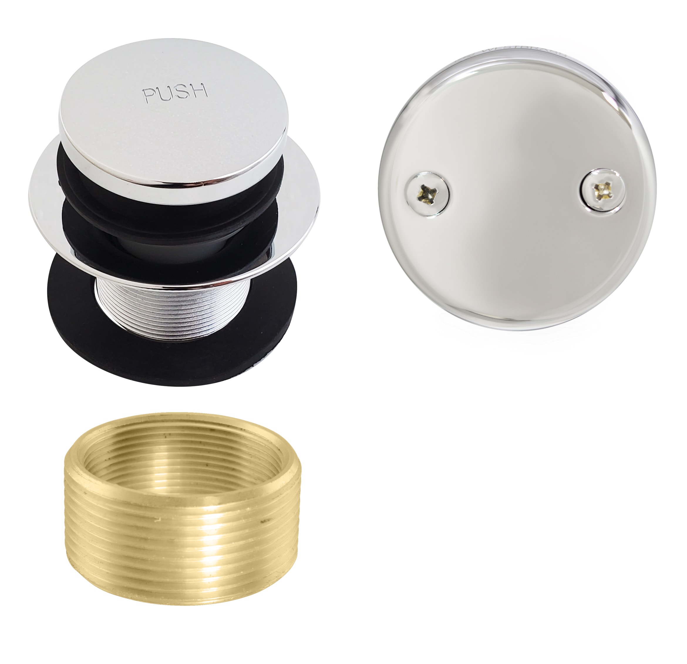WESTBRASS D93K-26 Tip Toe Universal Tub Trim with Two-hole Faceplate In Polished Chrome