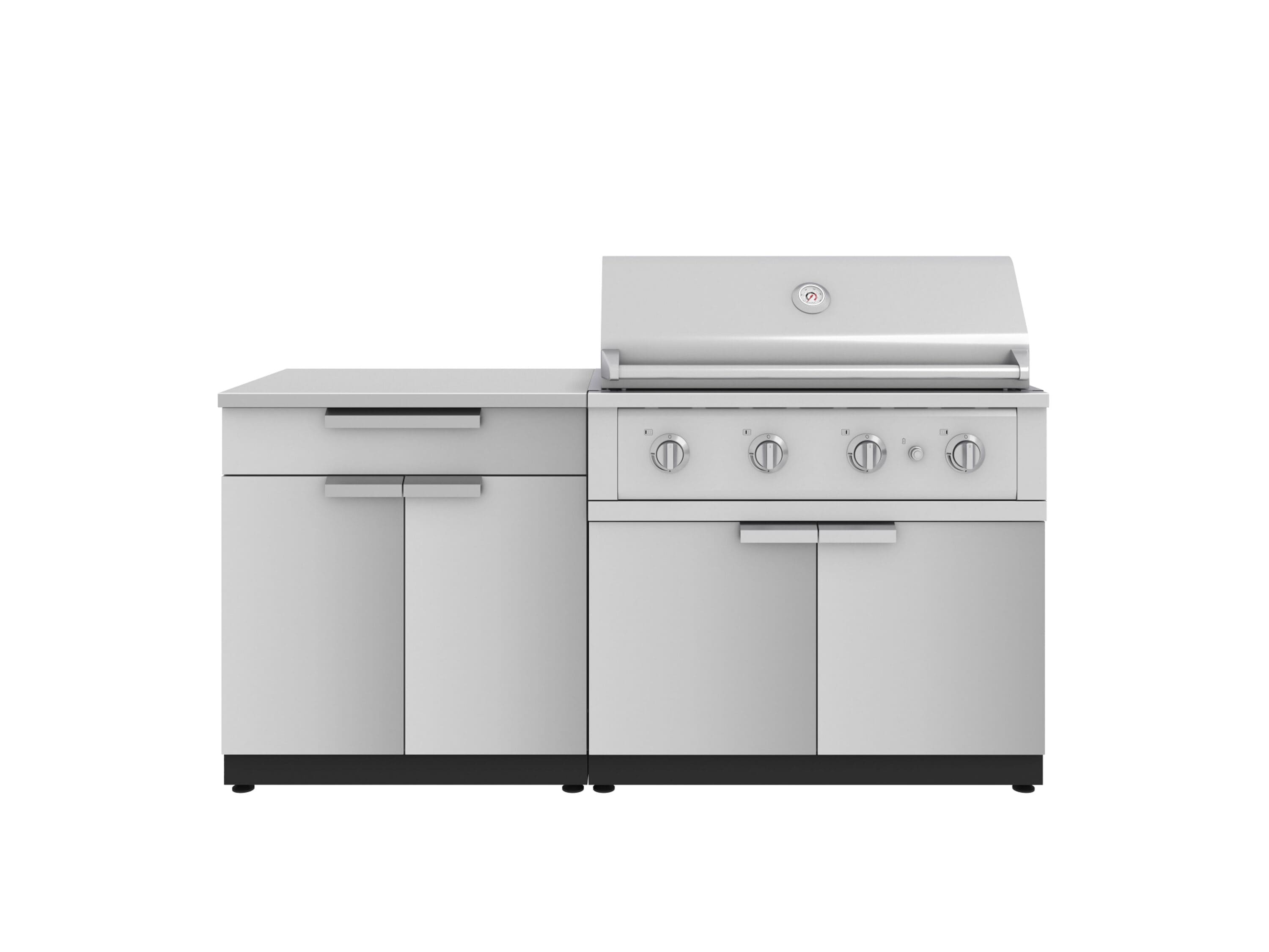 NewAge Products 67361 Classic Stainless Steel Cabinets Performance Grill 4 -Piece 72-in W x 24-in D x 48.5-in H Modular Outdoor Kitchen Set 4 Burners