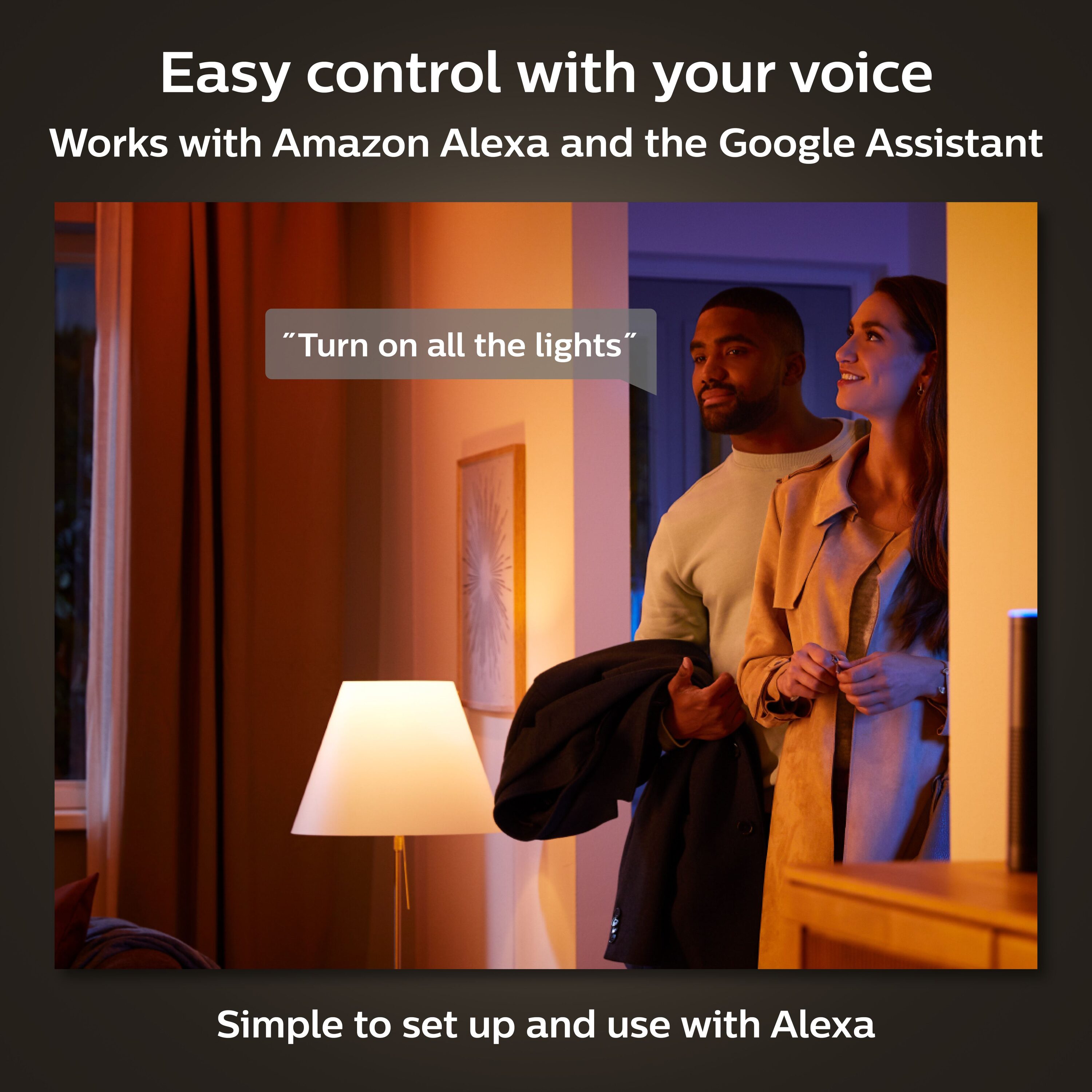 Philips Hue 433714 4PKAMBNCECLR KIT LUX LED Smart Light Bulb, Dimmable,  Works with  Alexa, 1 Count (Pack of 1)