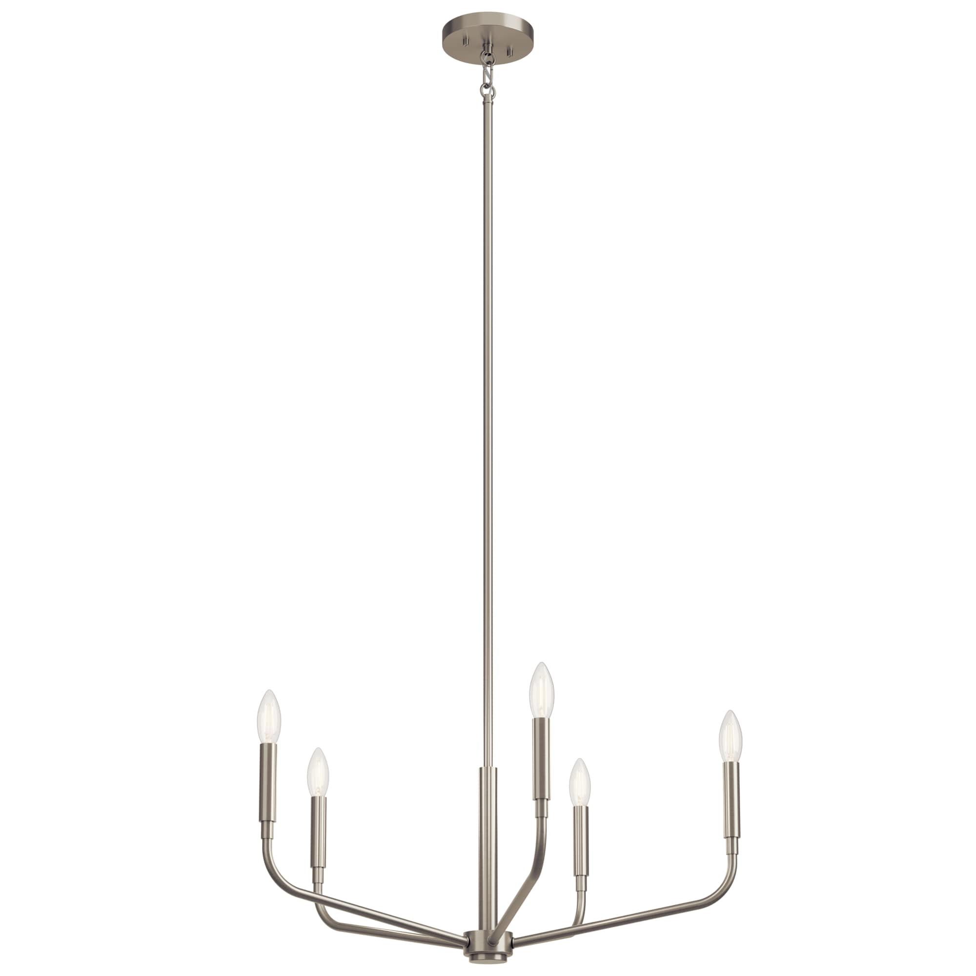 Kichler 52717NI Madden 5 -Light Brushed Nickel Modern/contemporary Bare bulb For Use in Bedrooms, Dining Rooms, Foyers, Kitchens, Living Rooms Chandelier