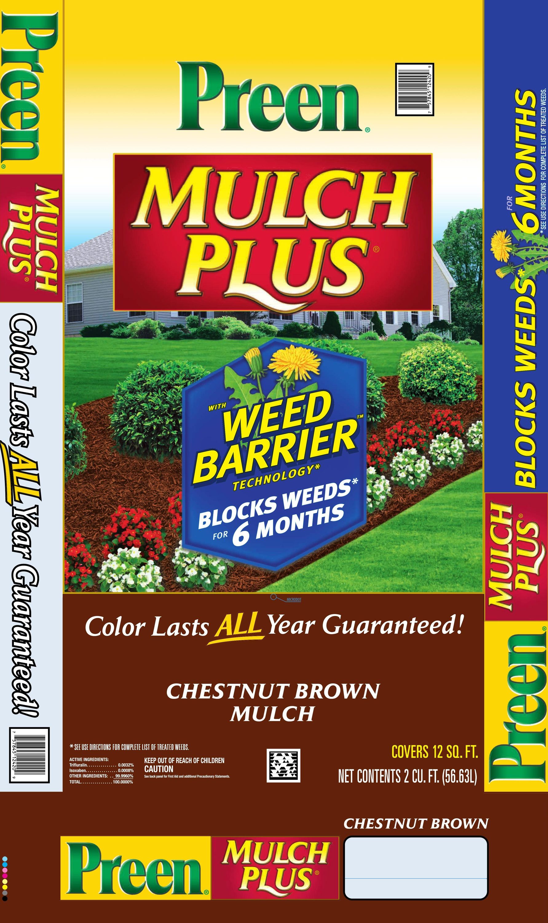 Preen BRWN2PR 2-cu ft Hardwood Mulch Plus Weed Control Mulch