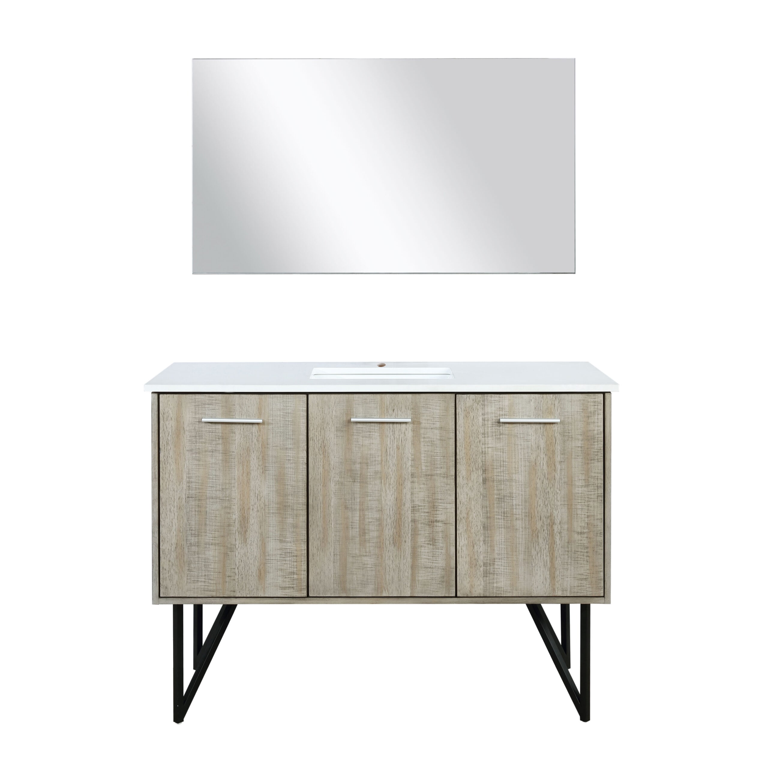 Lancy 48" Rustic Acacia Wood Bathroom Vanity with White Quartz Top