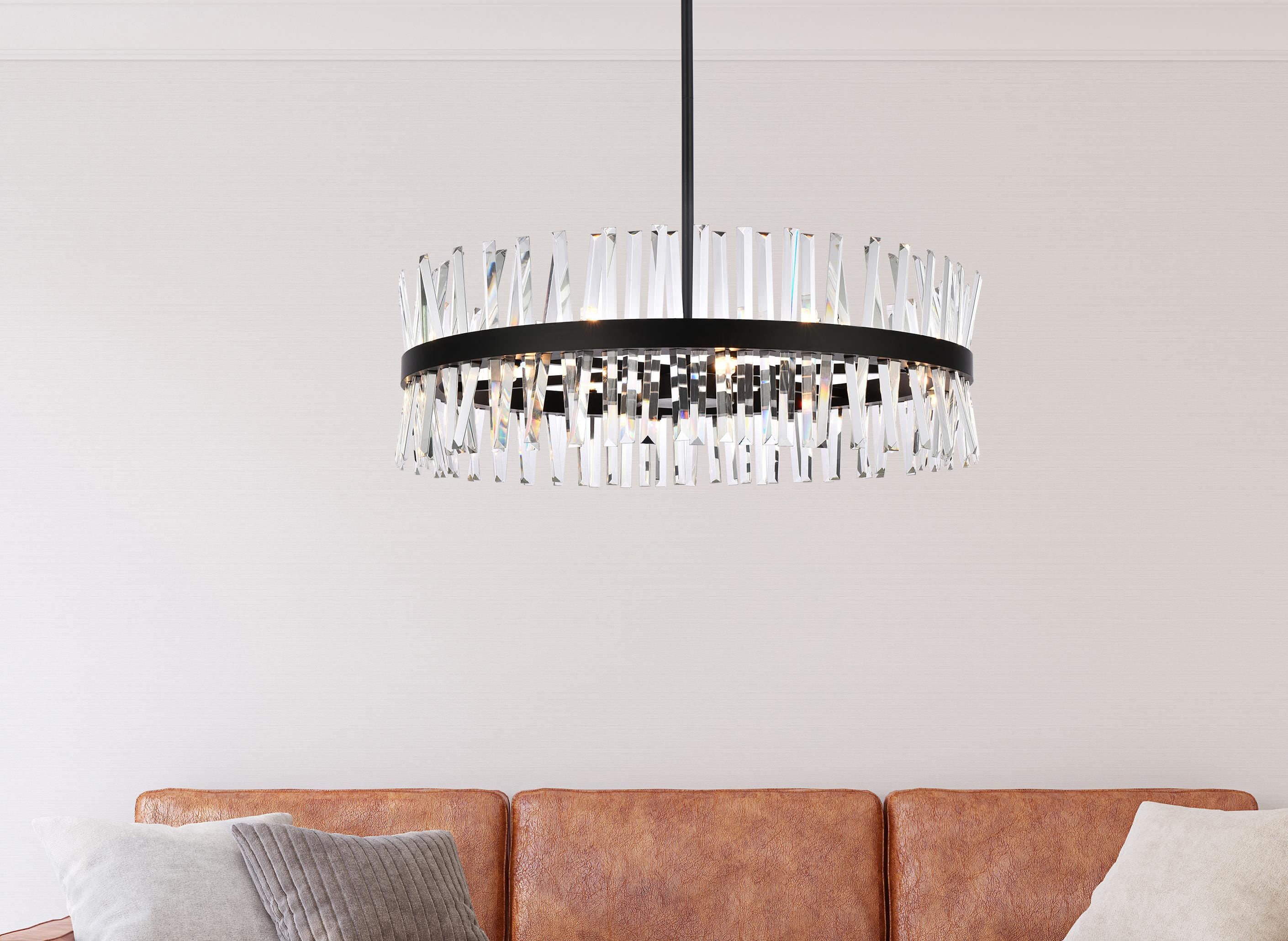 Serephina 32-Inch Black Crystal Round Chandelier