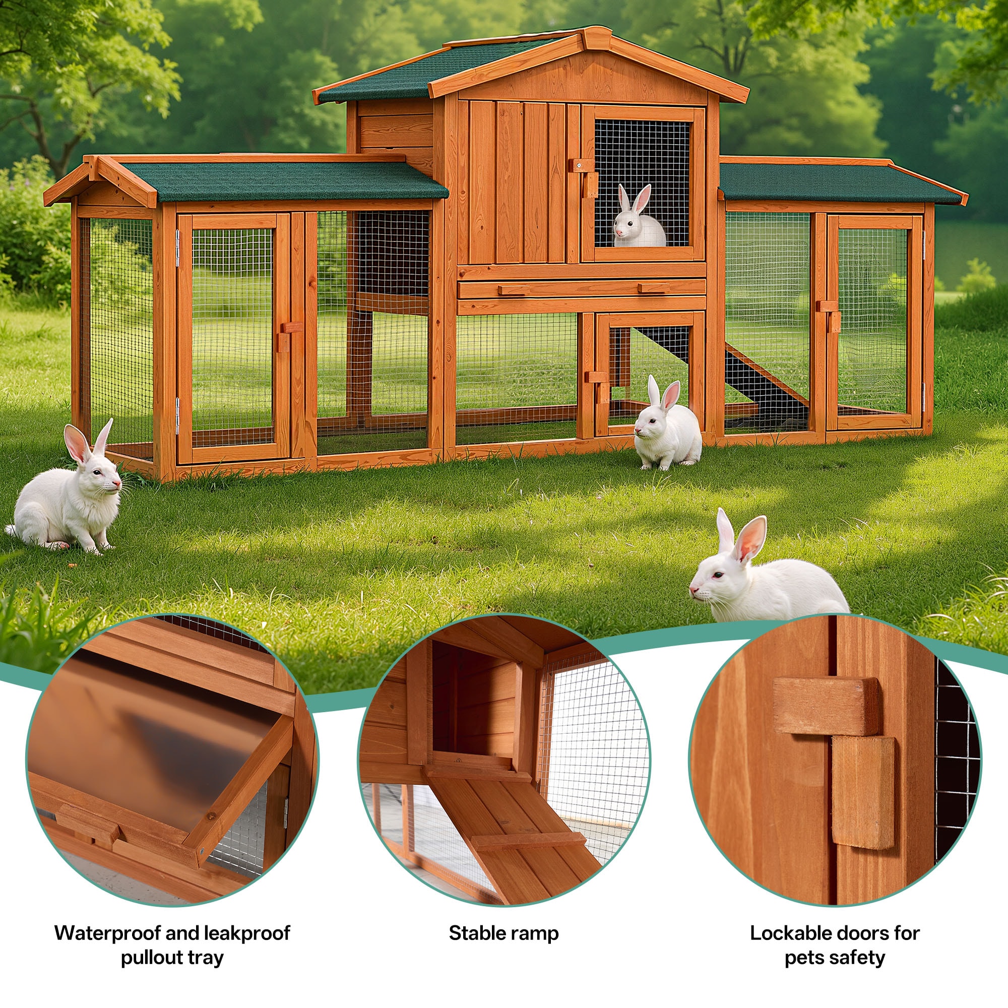 Clihome CL-GA3015 Chicken-Coops-Rabbit-Hutches - View #3