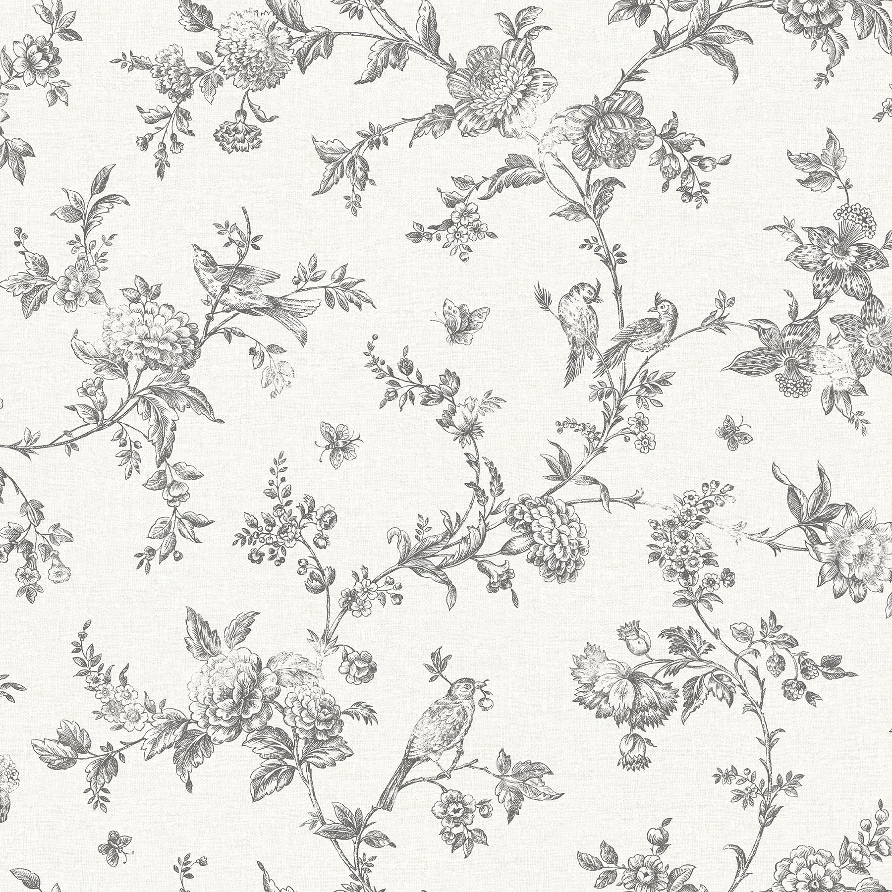 Chesapeake 4072-70065 Delphine 56.4-Sq. Feet Black Non-woven Floral Prepasted Water Activated Paste Wallpaper