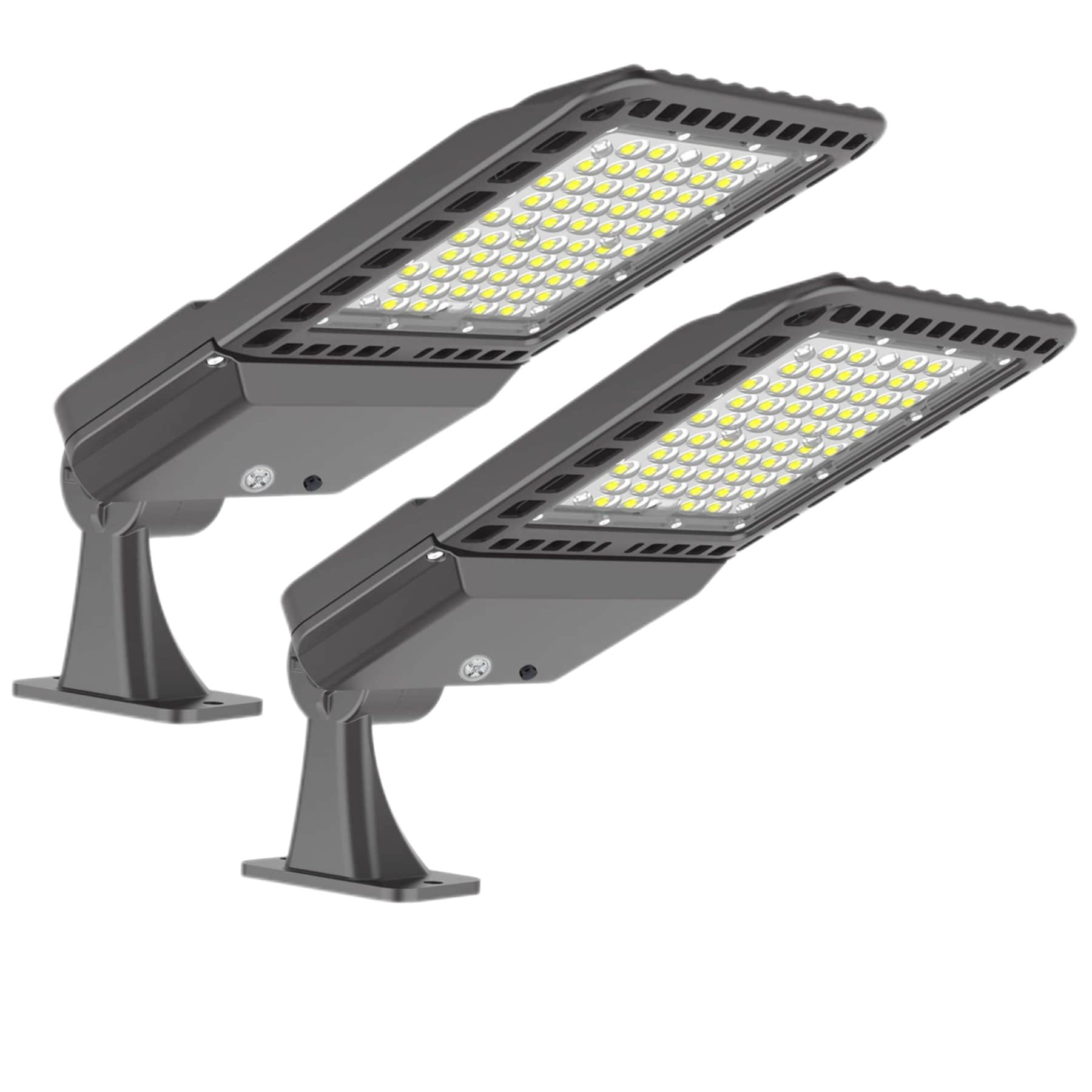 Bieuoram 2 Pack 300W Arm Mount Parking Lot LED Area Light 5000K 39000 Lumens with Dusk to Dawn Photocell