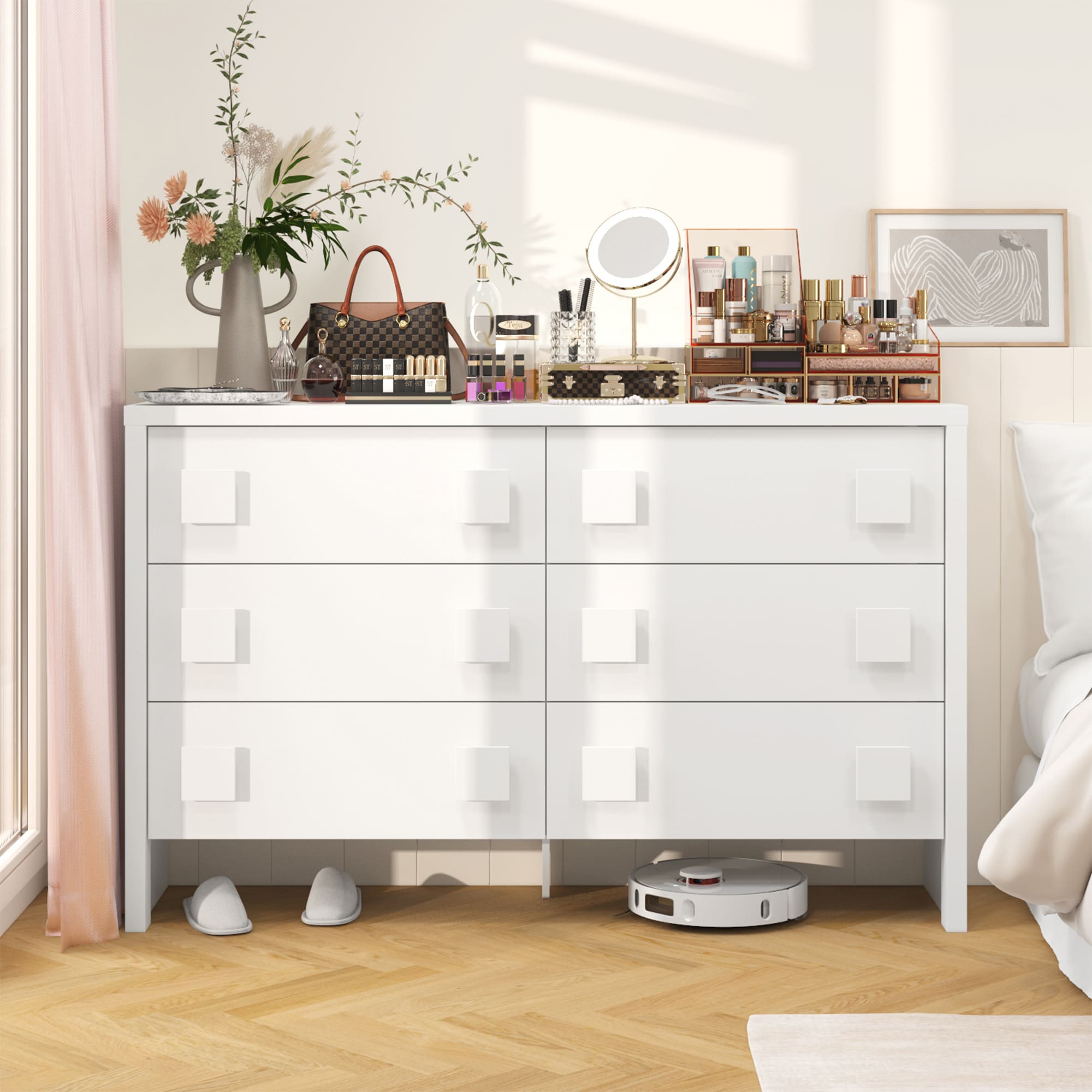 FUFU&GAGA LJY-WZ0052-01 White 6 -Drawer Standard dresser