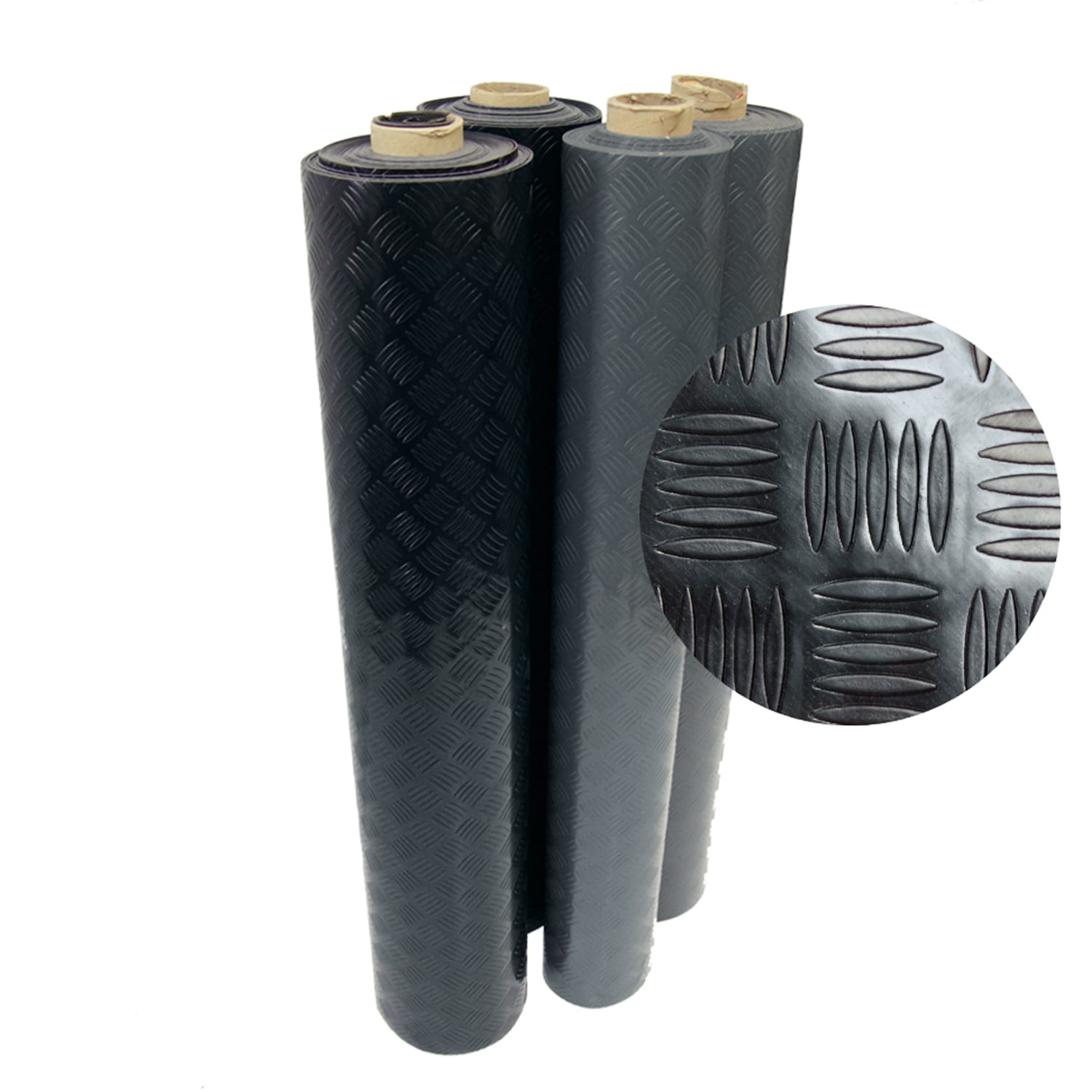 Rubber-Cal Diamond-Grip Resilient Flooring Mat - 2mm x 4ft x 9ft Rubber Flooring Rolls - Black