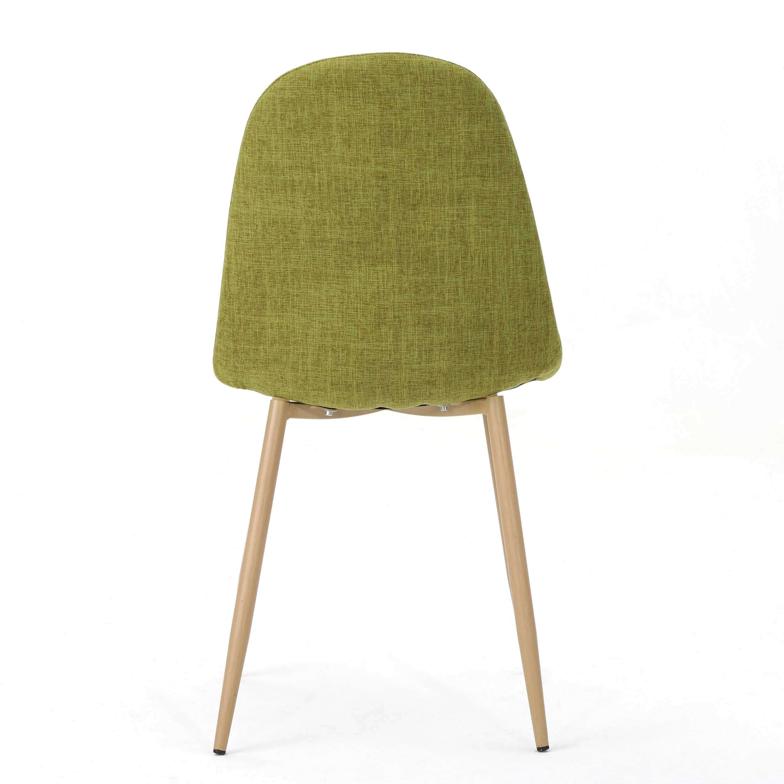 Set of 2 Green Upholstered Side Chairs with Light Brown Metal Legs