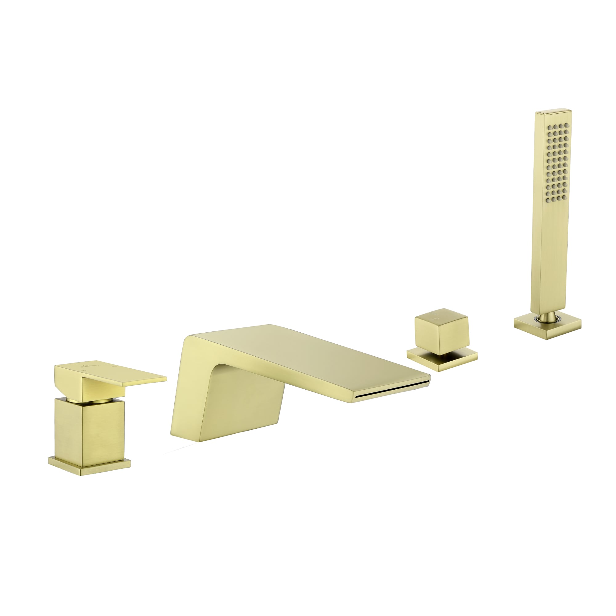 Clihome CSMD-BF17-24BG Brushed Gold 1-handle Deck-mount Roman Waterfall Bathtub Faucet with Hand Shower ( Valve Included )