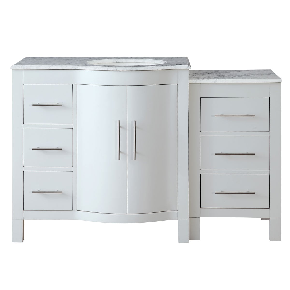 Silkroad Exclusive V0290WW54R 54-in White Undermount Single sink Bathroom Vanity with Carrara white Natural marble Top