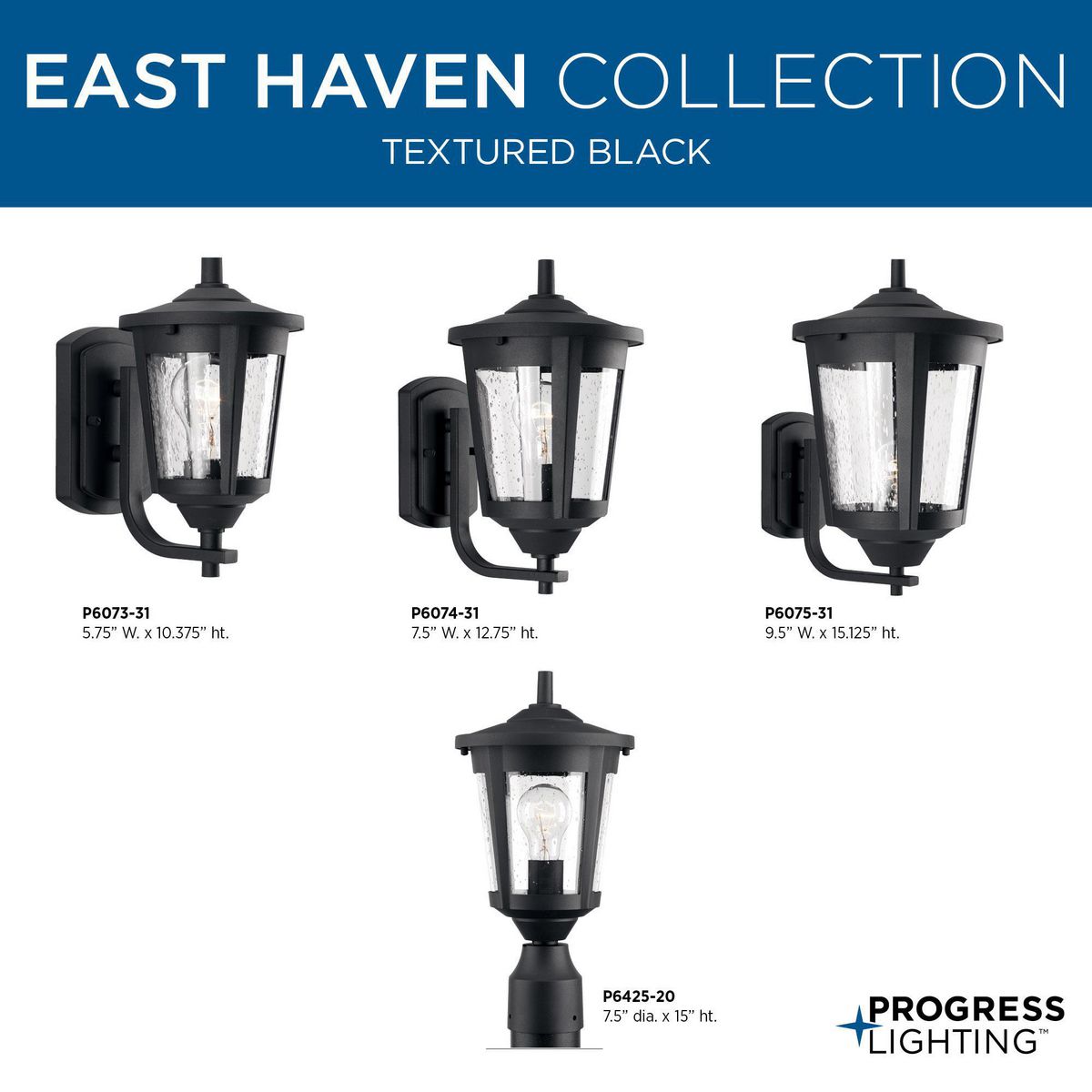 Progress Lighting East Haven 1-Light 15.125-in H Black Outdoor Wall ...