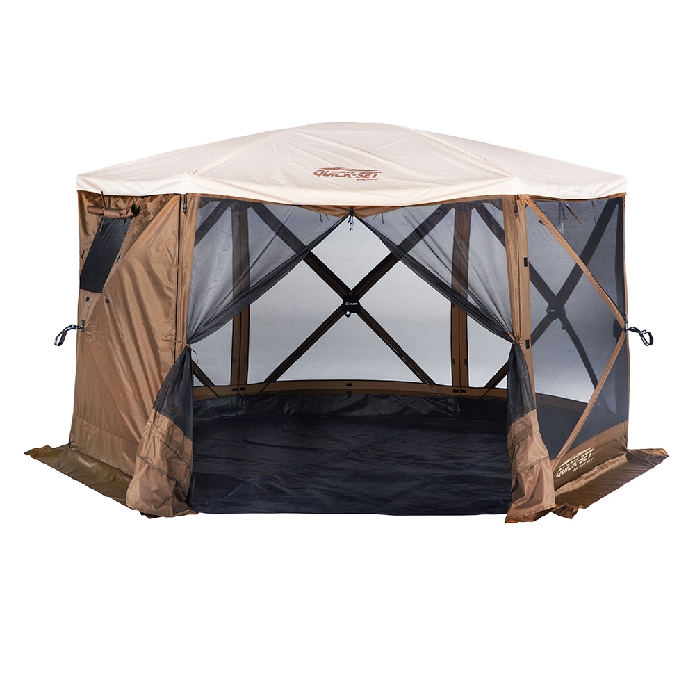 Quick-Set 12874 11.5-ft x 11.5-ft Hexagon Brown/Tan Pop-up Canopy