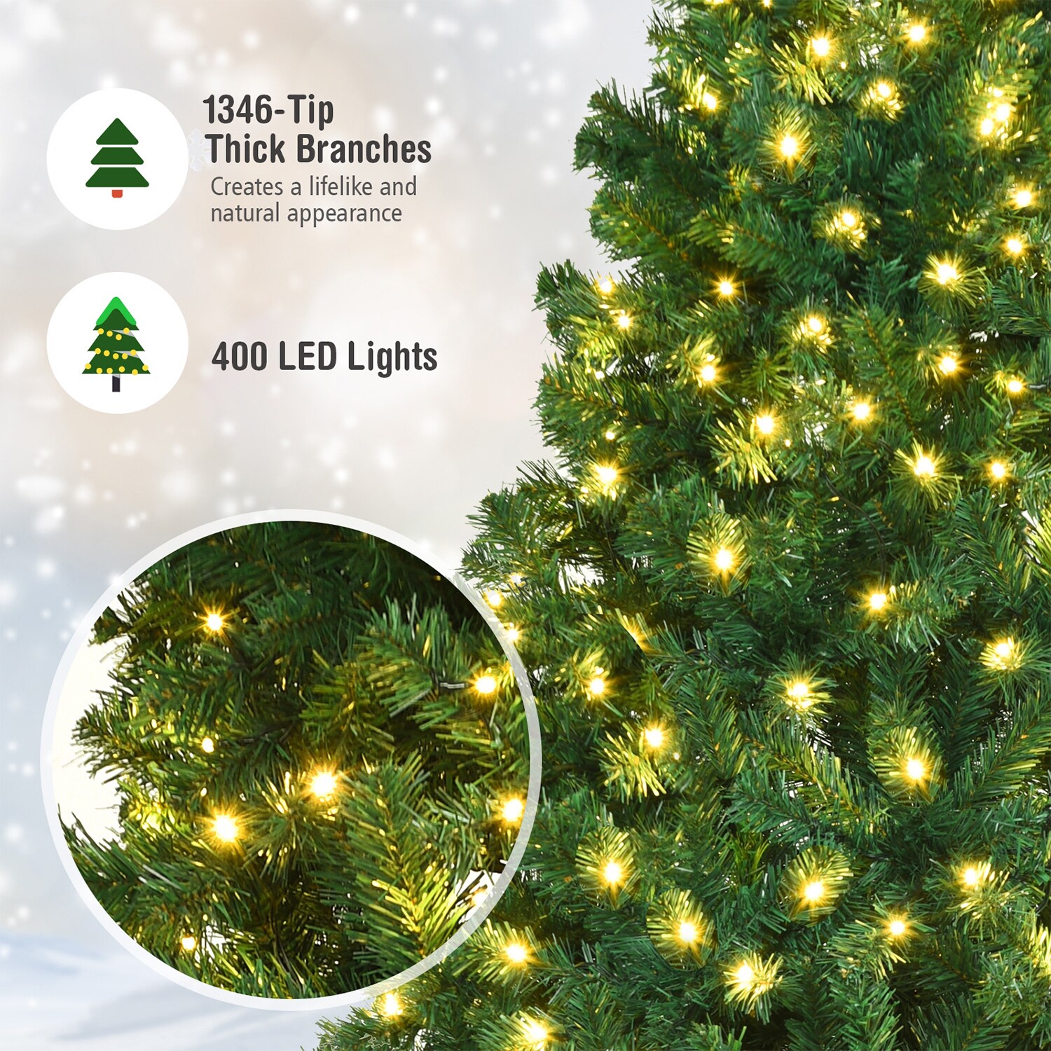 WELLFOR 7.5-ft Abies Fir Pre-lit Artificial Tree Artificial Christmas ...