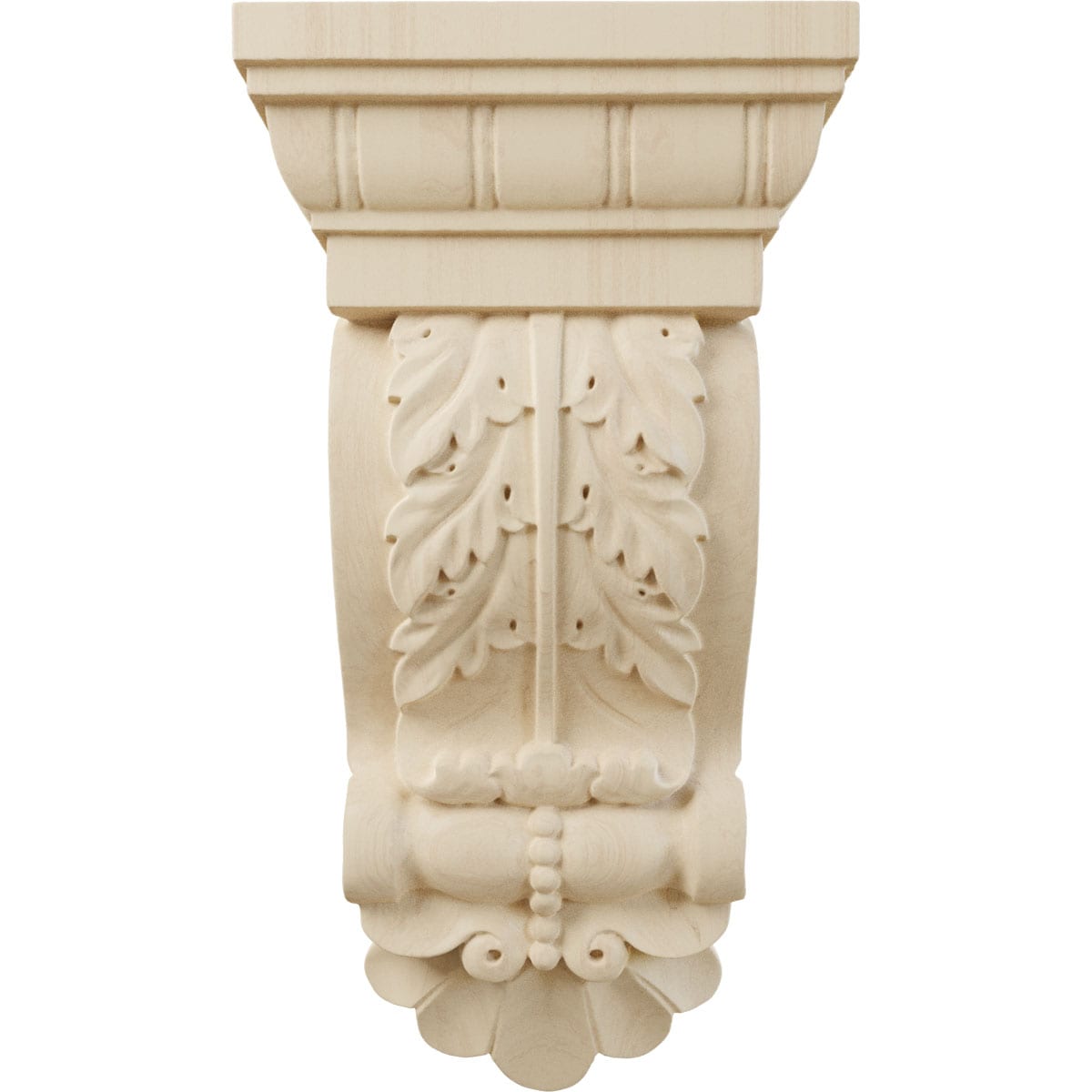 Light Oak Rubberwood Acanthus Carved Corbel
