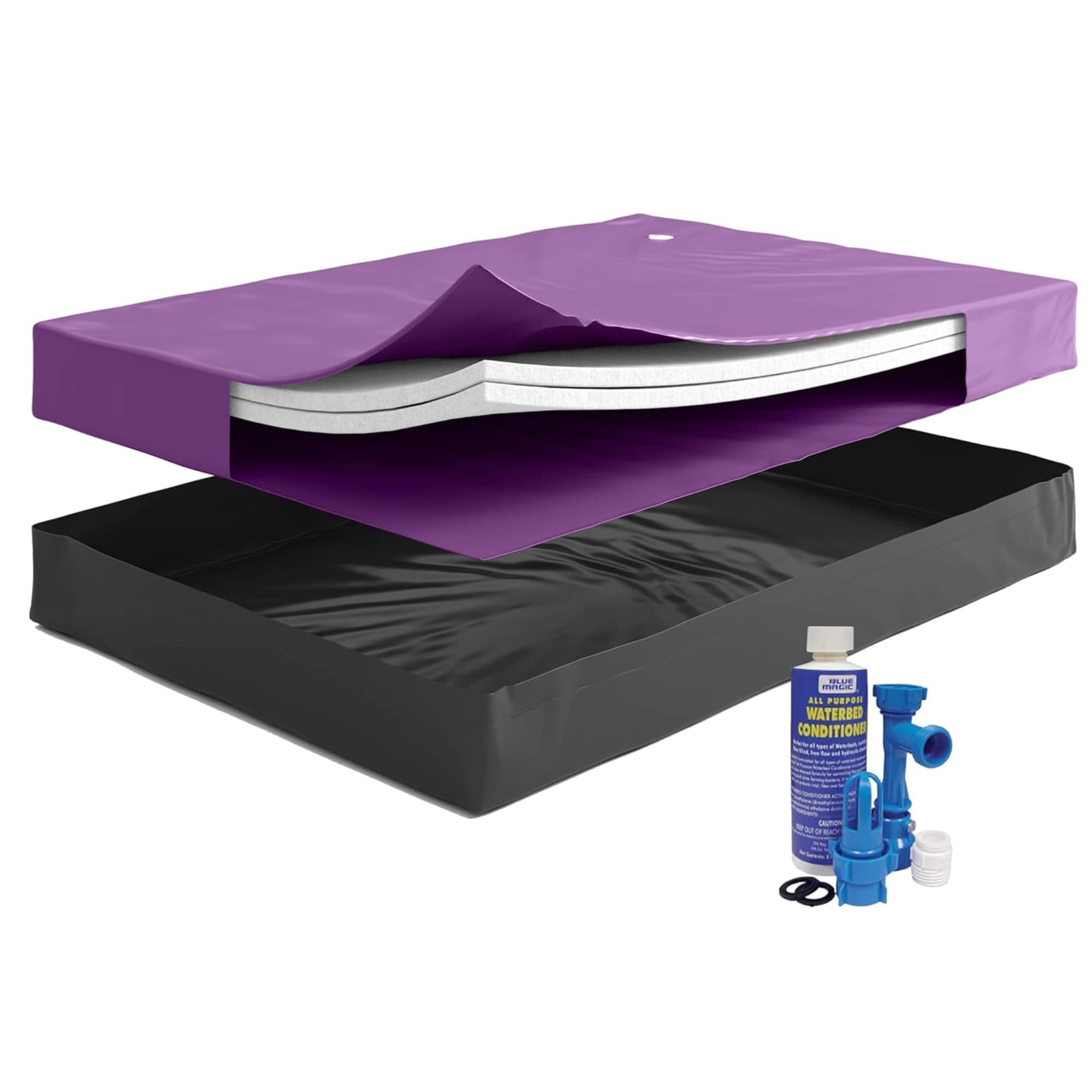 Boyd Sleep SEMI-WAVELESS 60 Percent Waterbed Hardside Mattress Bundle- Includes Fill and Drain Kit - 8 Oz Water Conditioner and Stand-Up Liner- Heavy Duty Vinyl- Frame NOT Included- Queen Size #MT00517BQN