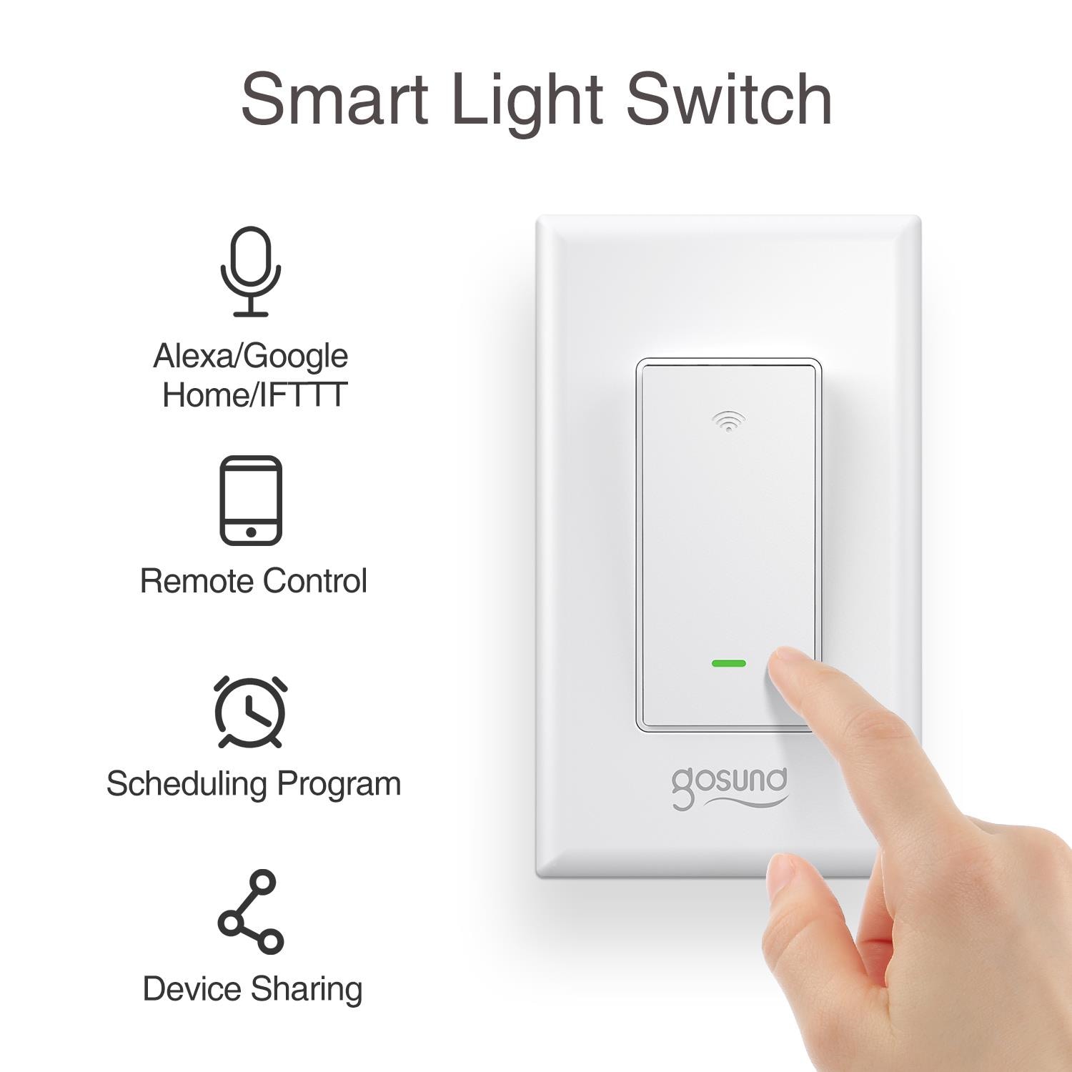 SW6: Gosund 3 Way Switch, On-Off In-Wall, Single Pole Smart Switch works by  voice with Alexa or Google Assistant, by remote with phone app, or  manually, White 3 Way Light Switch, 15A