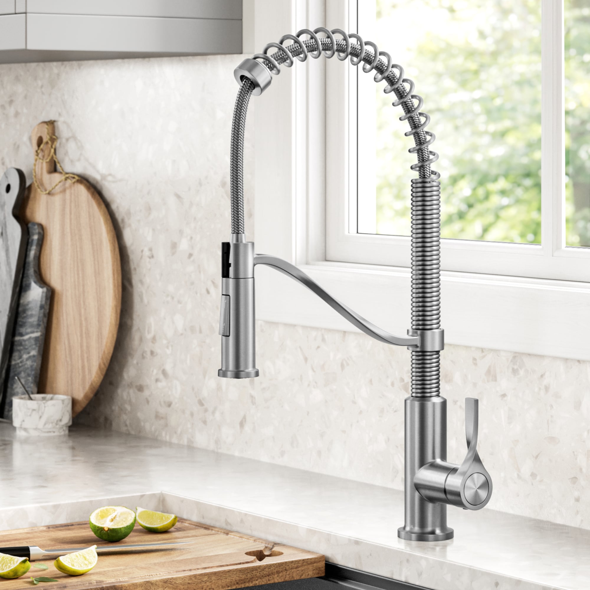 Kraus KPF-2635SFS Torak Spot-Free Stainless Steel Single Handle Deck-mount Pull-down Kitchen Faucet with Sprayer