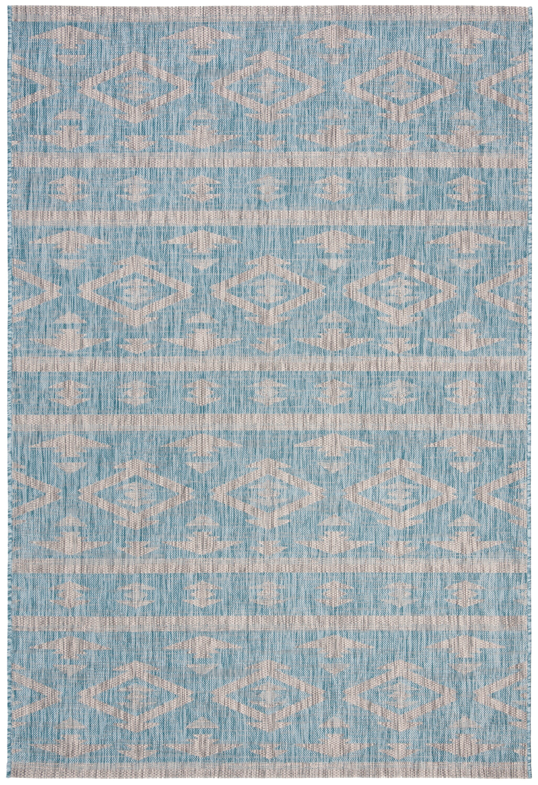 Safavieh CY8863-37121-9 Courtyard Tempe 9 x 12 (ft) Loomed Polypropylene Aqua/Gray Rectangular Indoor/Outdoor Distressed/Overdyed Coastal Area rug